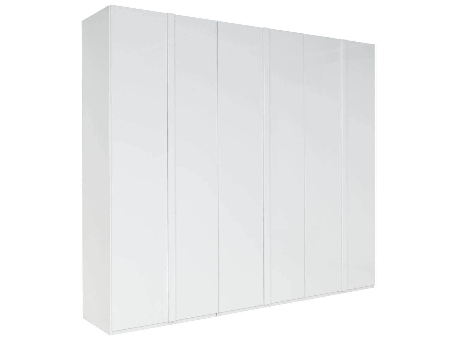 Home affaire Kleiderschrank »Kleiderschrank Malissa mit Regalen und Kleiderstangen«, Garderobe mit 6 Hochglanz-Drehtüren, BxTxH 270x59x237 cm
