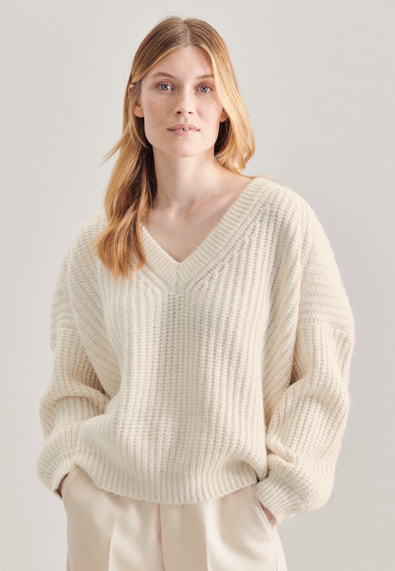seidensticker Strickpullover »Schwarze Rose« Langarm V-Neck Uni