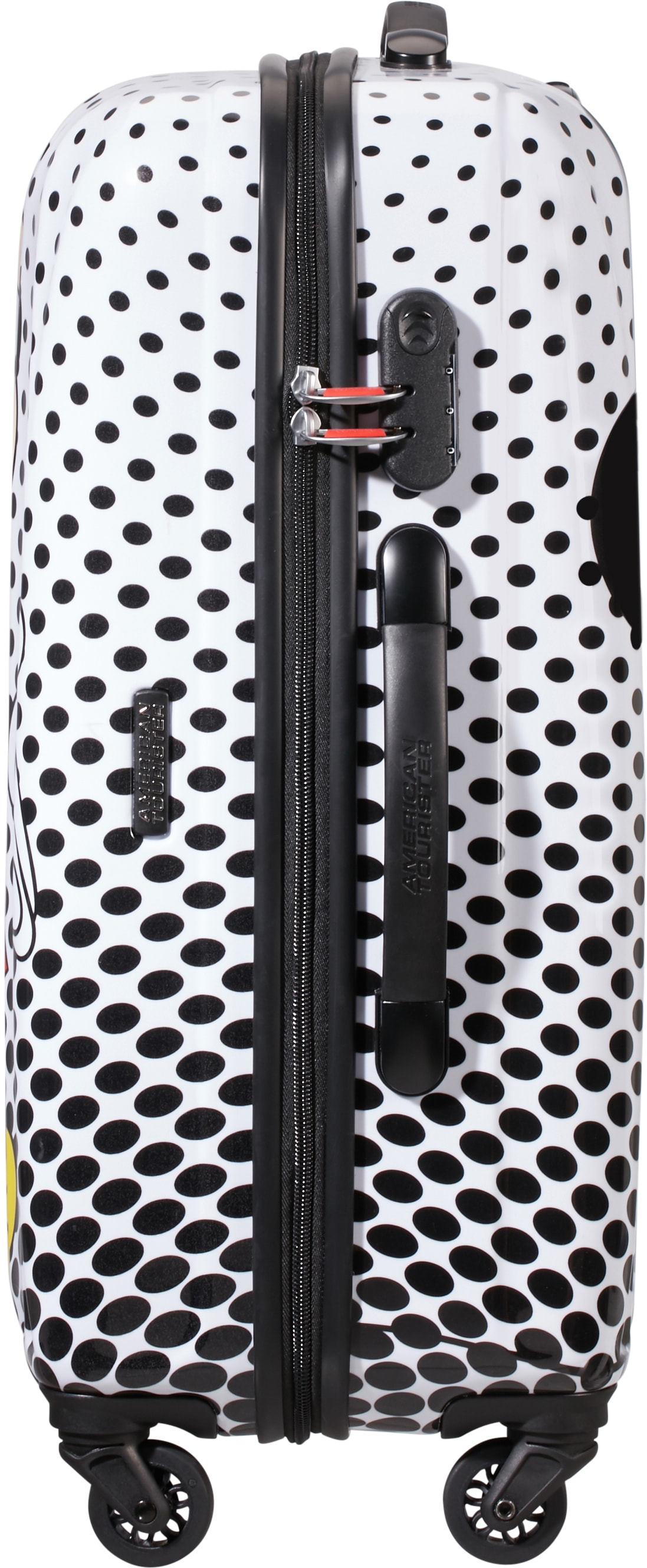 American Tourister® Hartschalen-Trolley »Disney Legends, Mickey Mouse Polka Dot, 65 cm«, 4 Rollen, Kinderreisekoffer Reisekoffer Aufgabegepäck TSA-Zahlenschloss