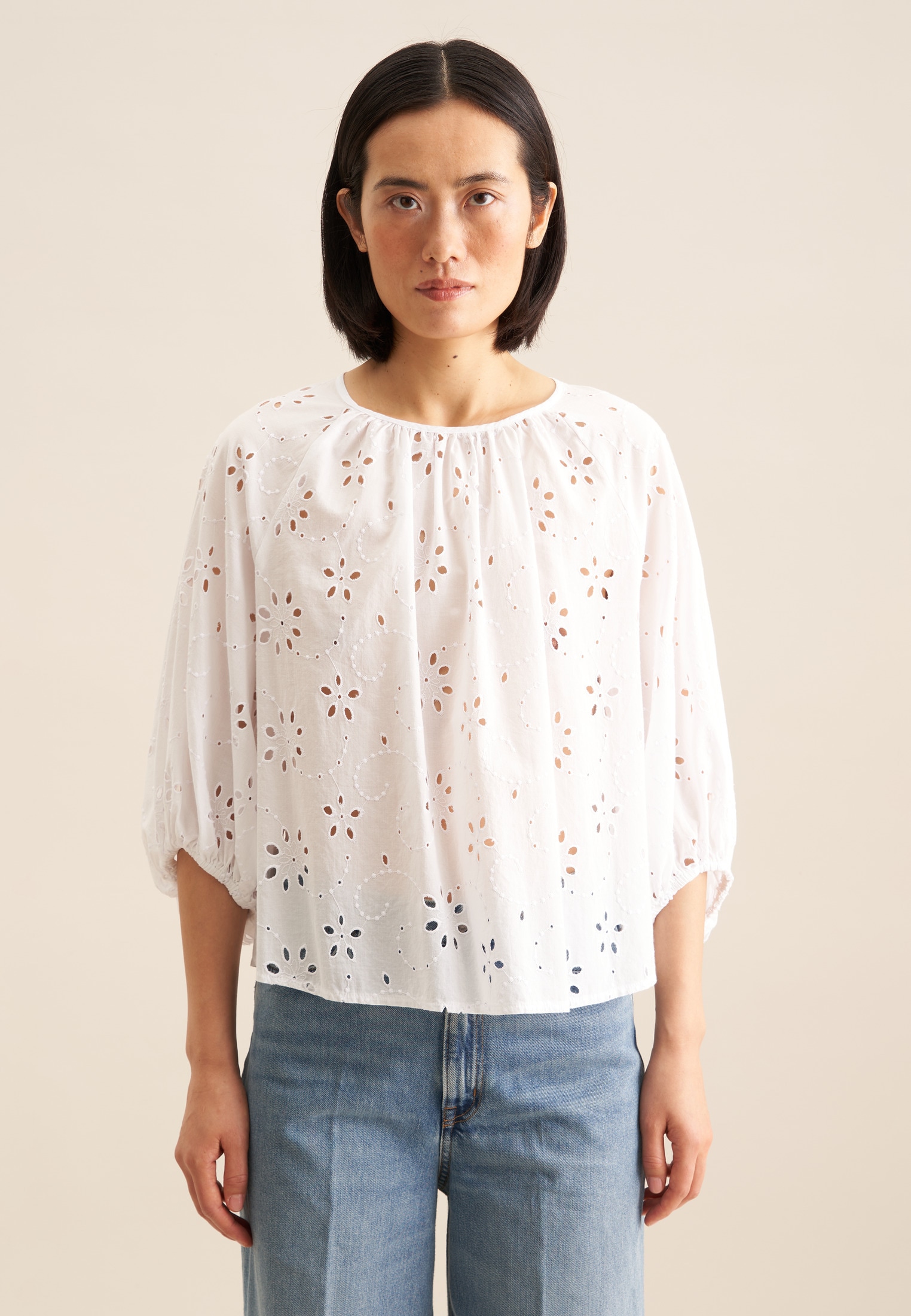 seidensticker Shirtbluse »Schwarze Rose« 3/4 Rundhals Stickerei