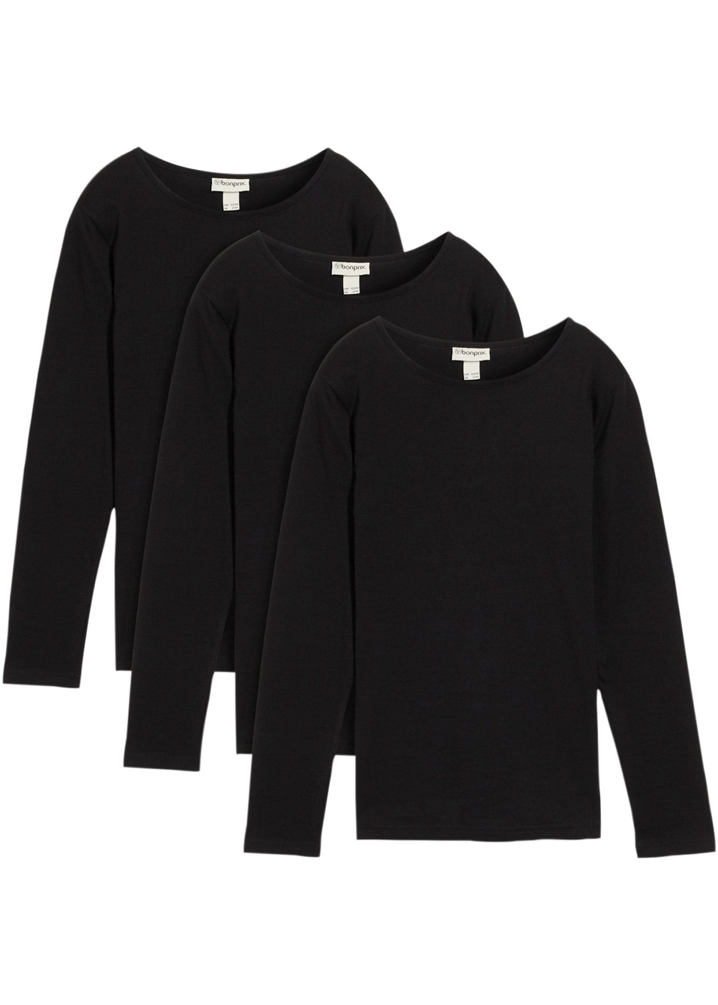 bonprix Langarmshirt »Langarmshirt aus reiner Baumwolle (3er Pack)« Packung, 3, 3 Stk. Langarmshirt aus reiner Baumwolle (3er Pack)