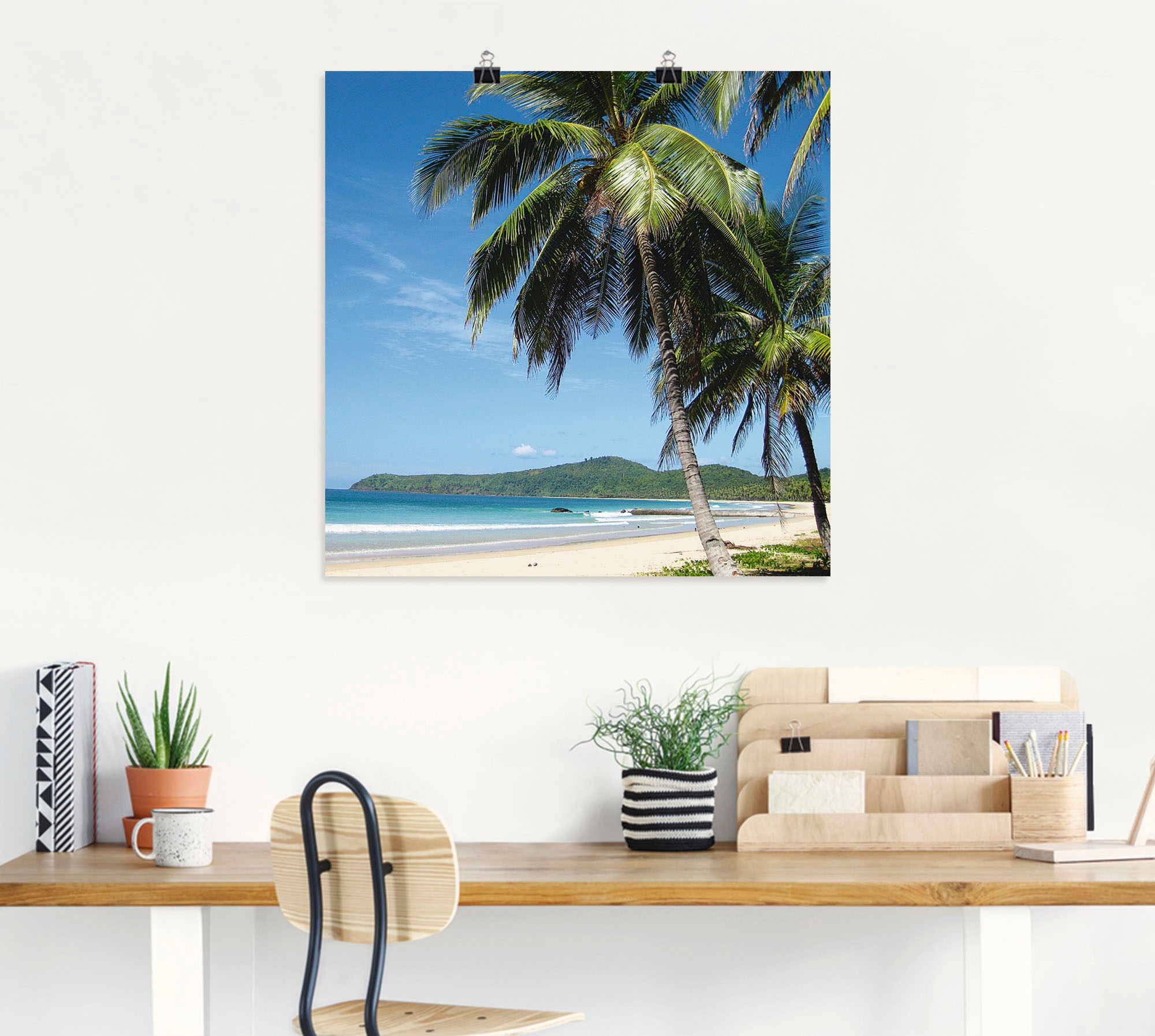 Artland Wandbild »Strand mit Palmen«, Strandbilder, (1 St.), als Alubild, Outdoorbild, Leinwandbild, Poster, Wandaufkleber