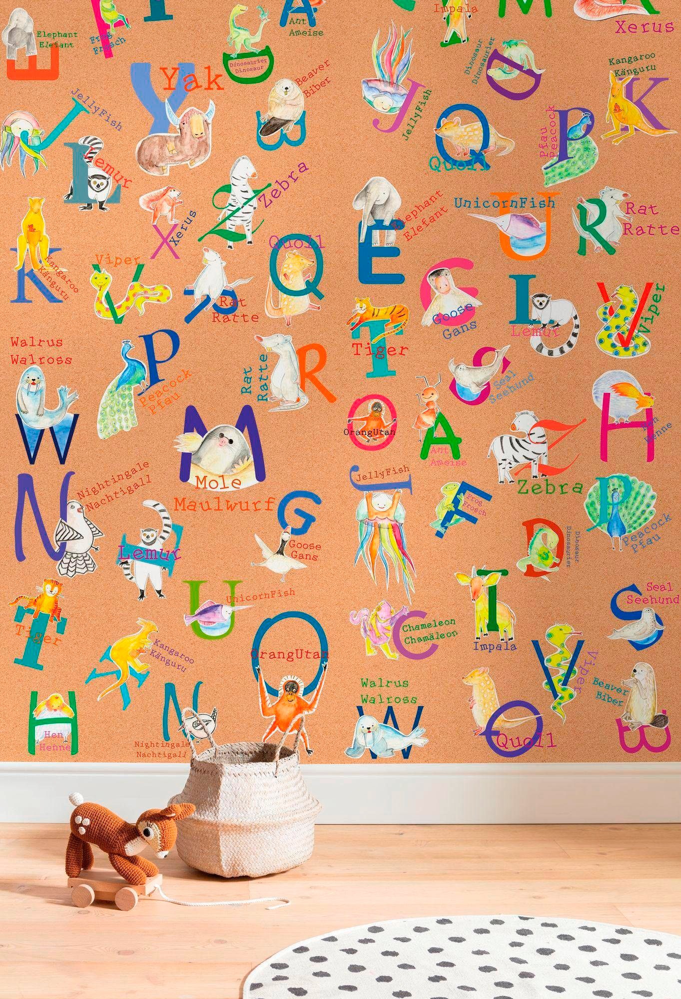 Komar Vliestapete »Digitaldruck Vlies - Animals A-Z - Grösse 200 x 250 cm«, bedruckt, Wohnzimmer, Schlafzimmer