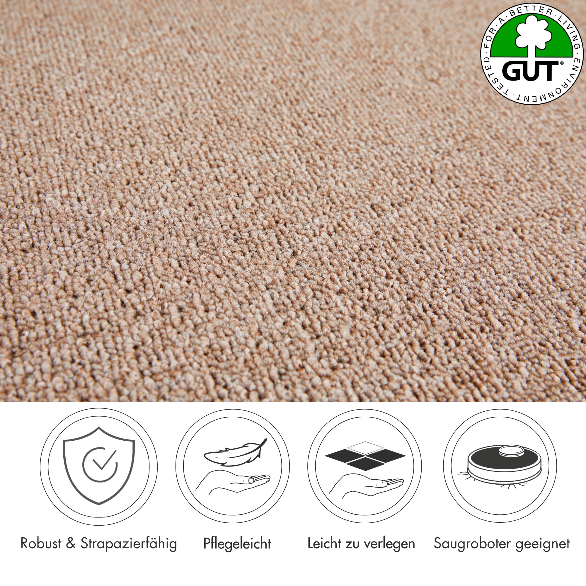Andiamo Teppichboden »Luton, Feinschlinge, Made in Netherlands«, rechteckig, 6 mm Höhe, meliert, Breite 400 cm oder 500 cm, strapazierfähig & pflegeleicht