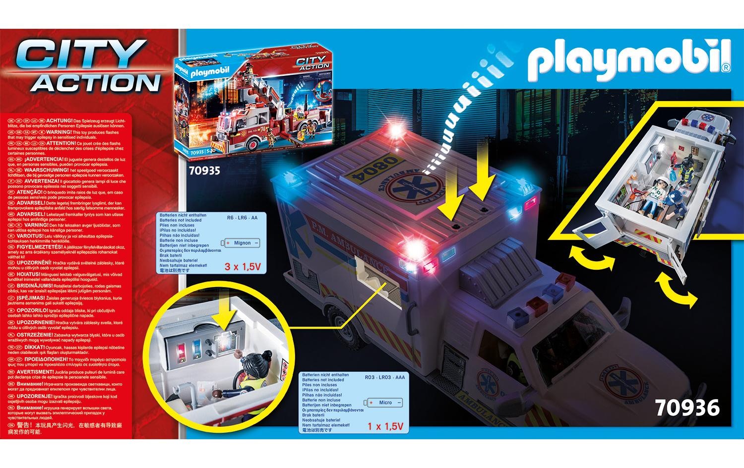 Playmobil® Spielbausteine »City Action Rettungs-Fahrzeug: US Ambulance 70936«, (93 St.)
