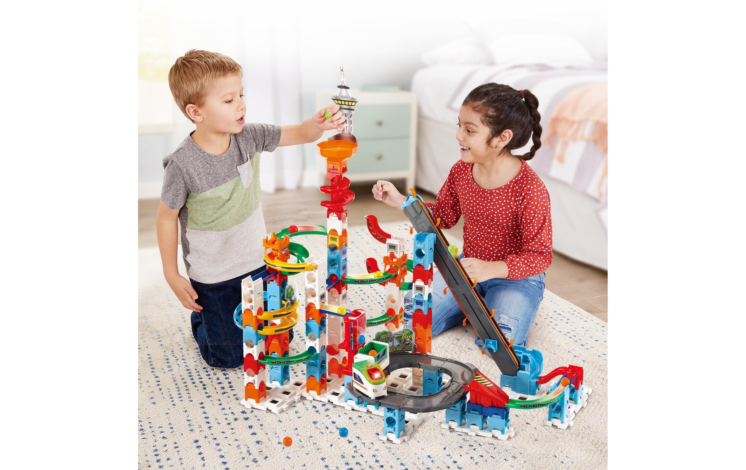 Vtech® Kugelbahn »Marble Rush Super Sky Tower Set XL300E -FR-«, (143 tlg.)