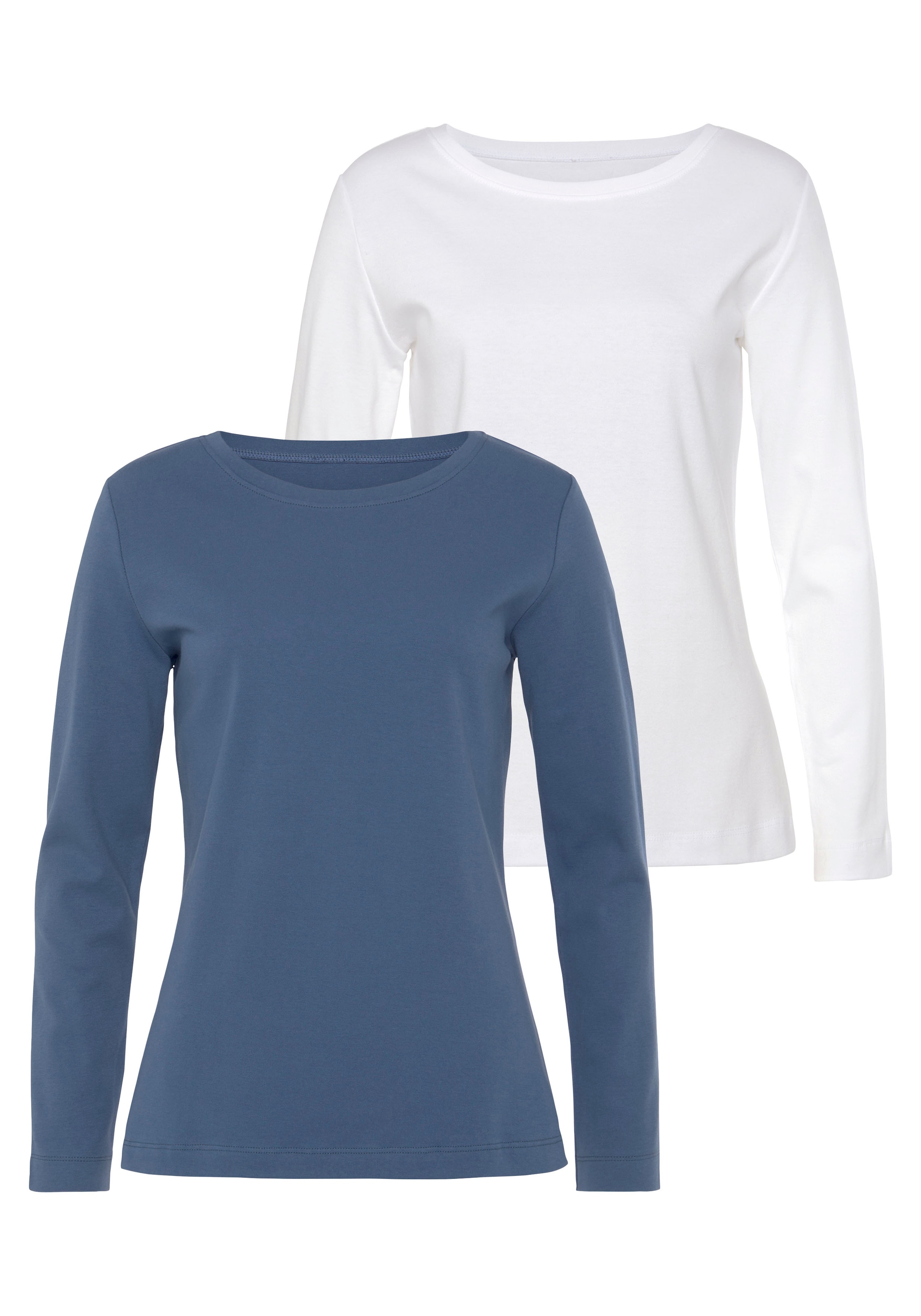 Vivance Langarmshirt »aus reiner Baumwolle«, (2er-Pack), aus leicht wärmender Interlock-Qualität