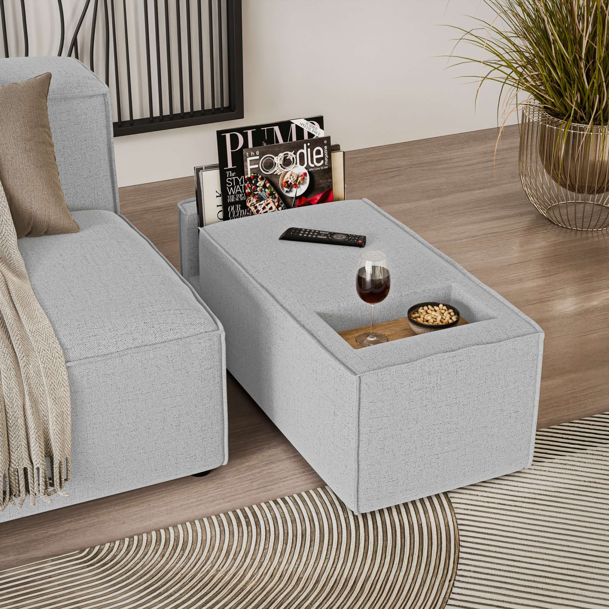 INOSIGN Sofaelement »HAILY Tisch XL für das Modulsofa, extra tief, Masse B/T/H: 45/130/37 cm«, als Modul oder separat verwendbar, mit Steckfach und Ablagefläche