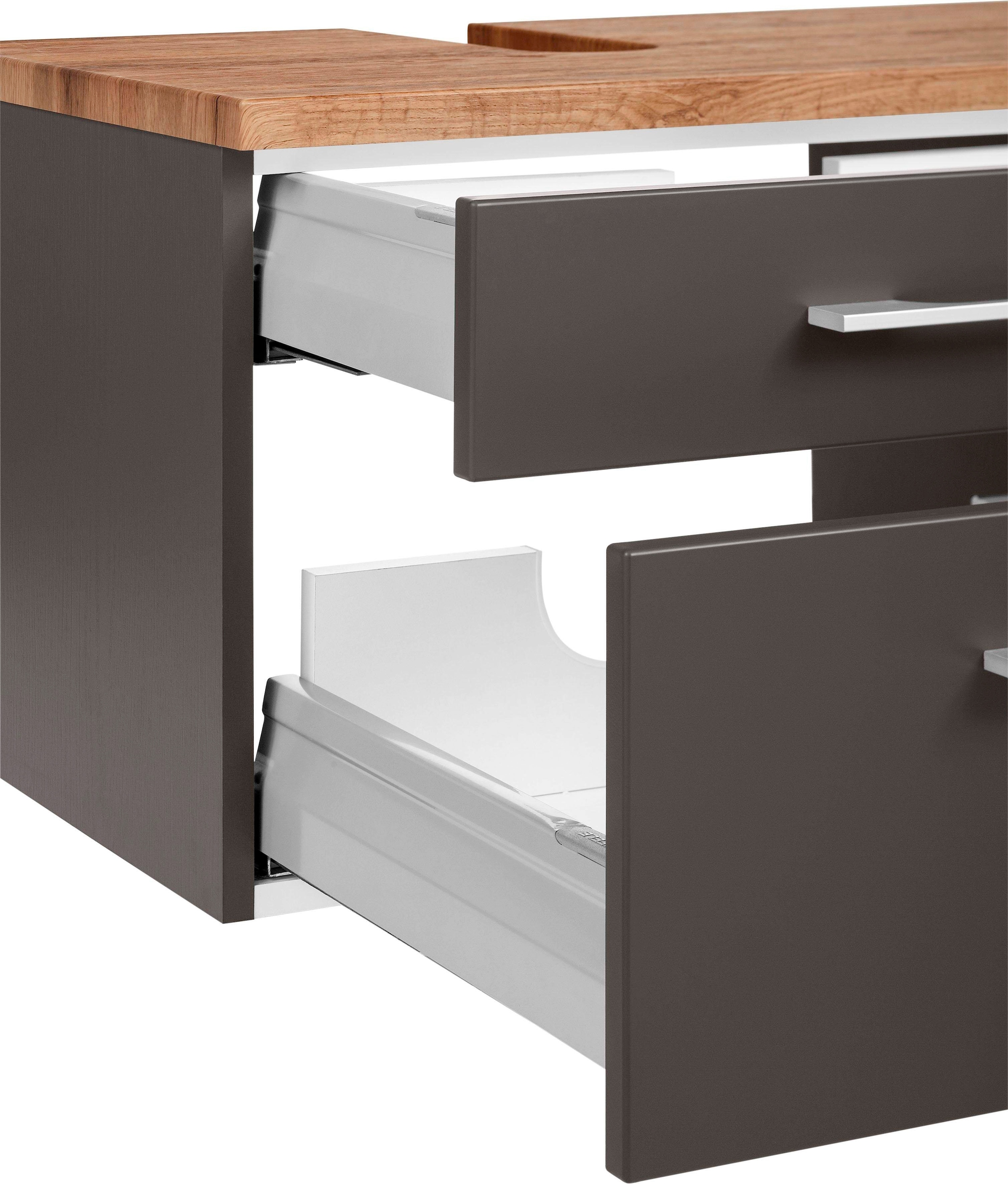 welltime Waschbeckenunterschrank »Davos«, Badmöbel, Waschtisch inkl. Waschbecken, Breite 90 cm