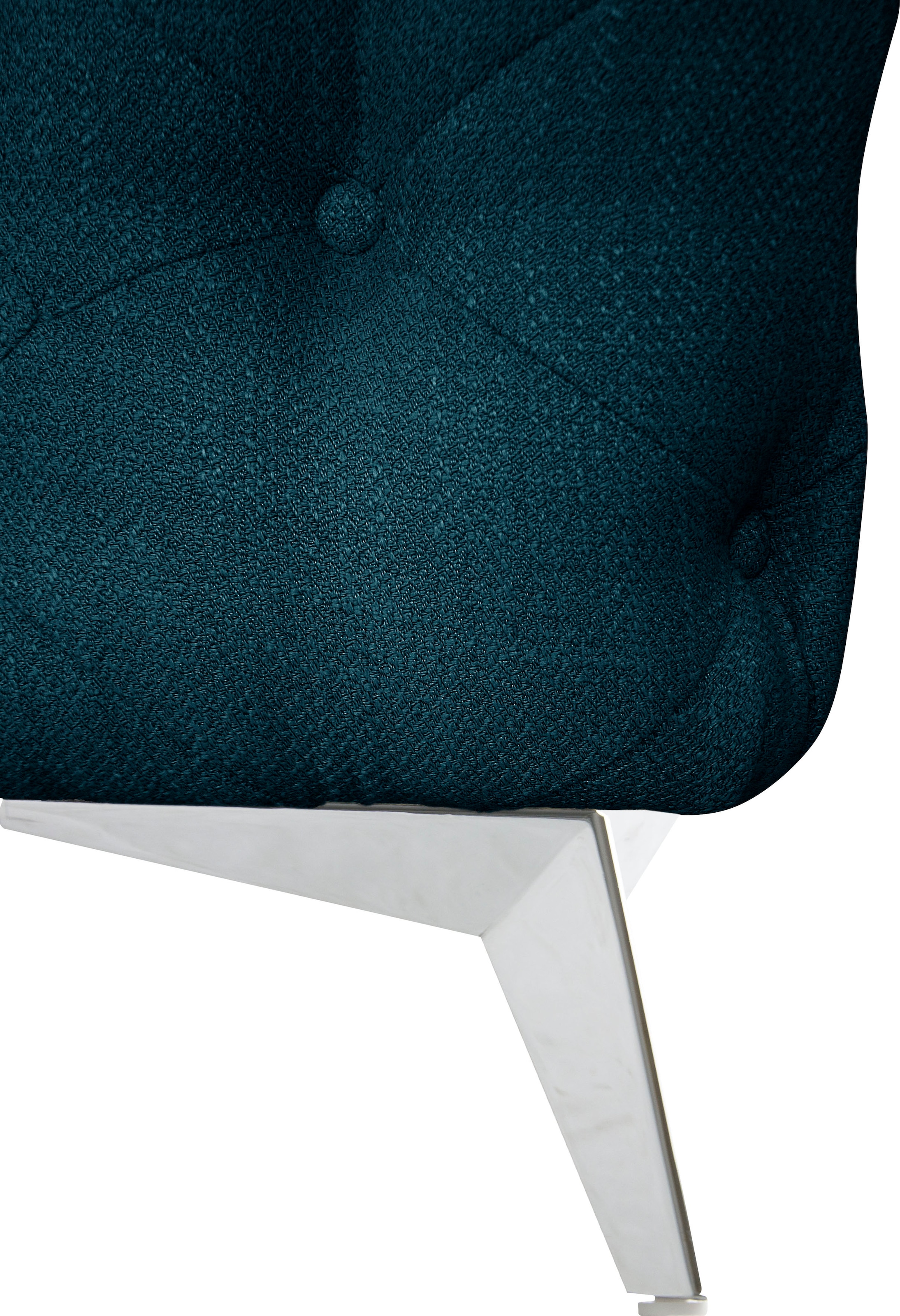 Leonique Chesterfield-Sofa »Ecksofa GLYNIS L-Form mit Wellenunterfederung, Masse B/T/H 323/264/75cm«, aufwändige Knopfheftung, moderne Chesterfield Optik, Fussfarbe wählbar