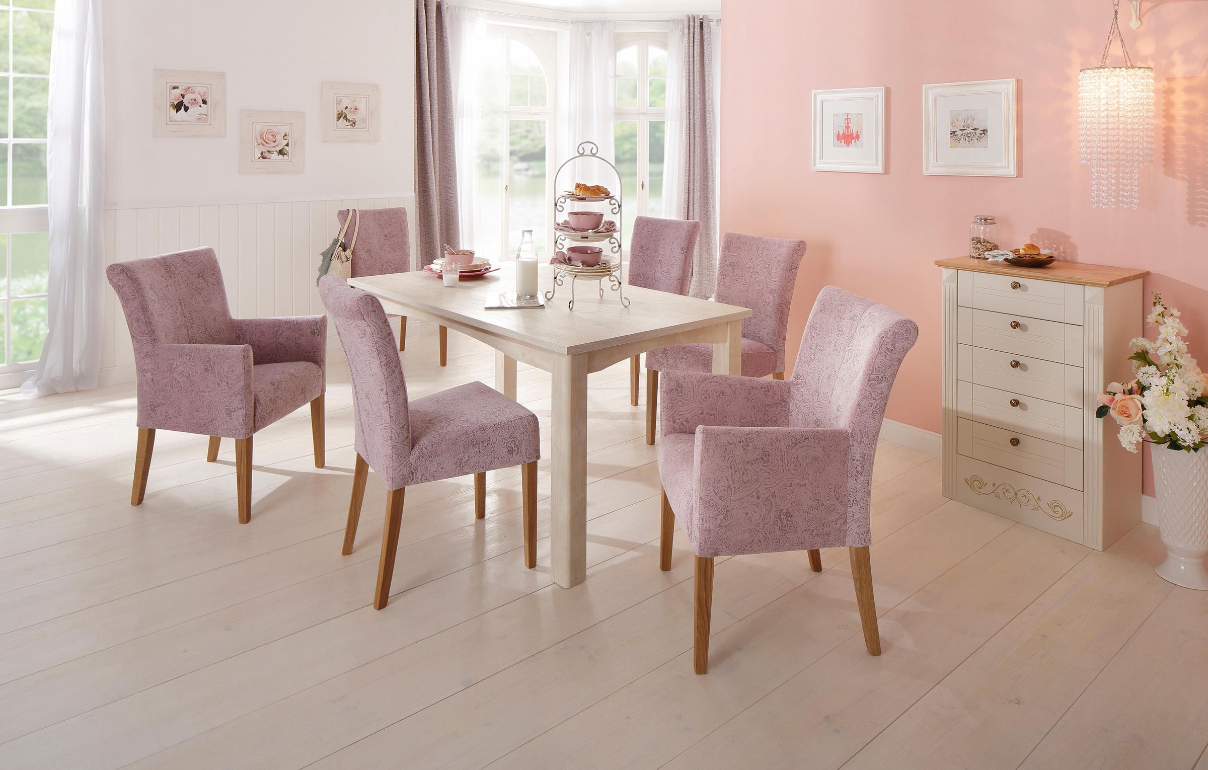 Home affaire Armlehnstuhl »King BESTSELLER!«, Luxus-Microfaser mit Druck, Esszimmerstuhl mit bequemer Polsterung, Esszimmersessel mit Armlehnen