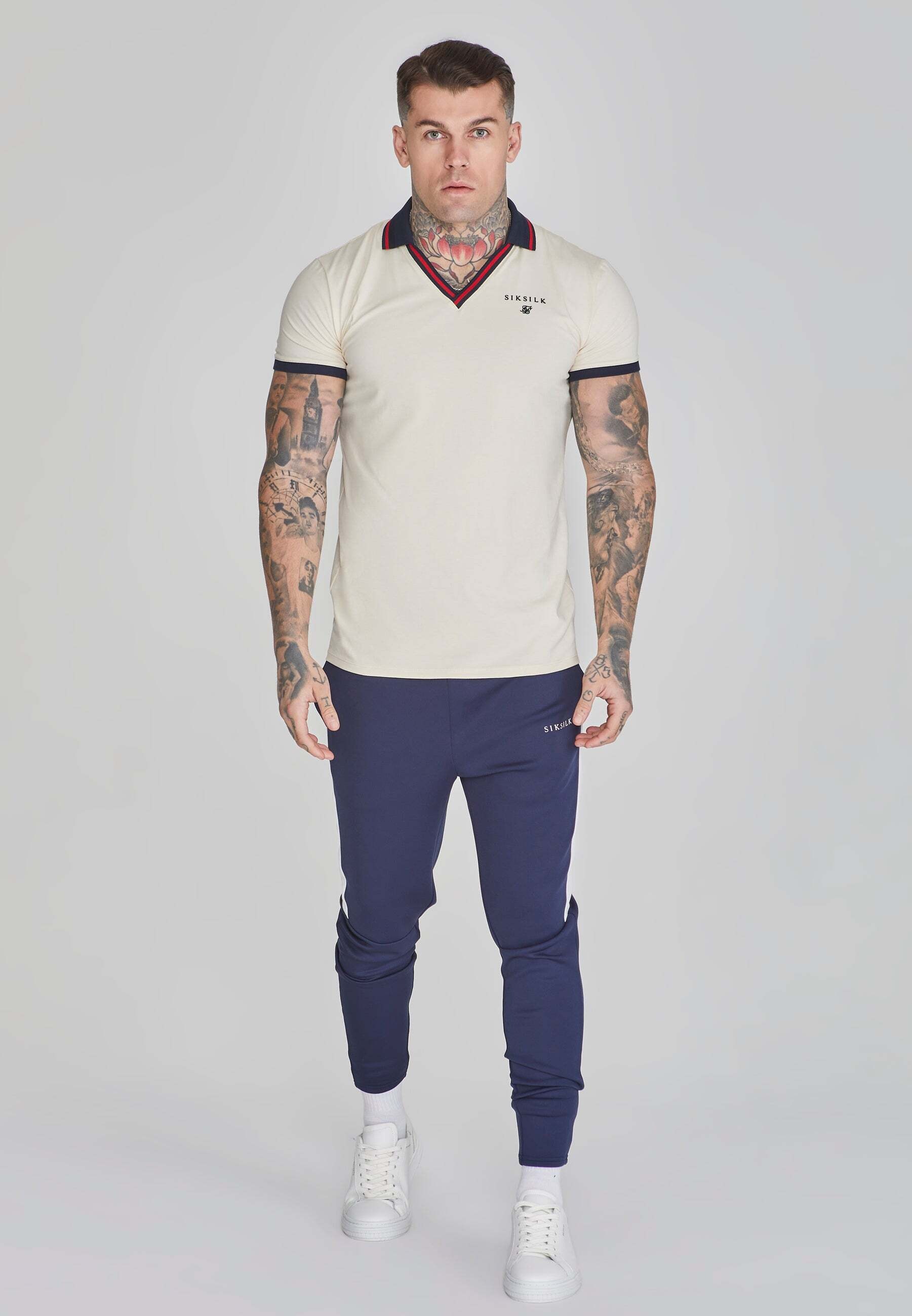Siksilk Poloshirt »Siksilk Poloshirt Polo T-Shirt in Ecru«