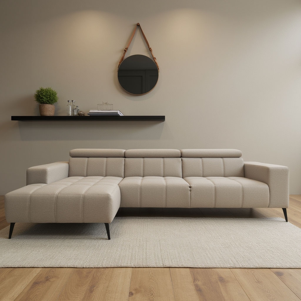 DOMO collection Ecksofa »Trento L-Form«, wahlweise mit Kopfteilverstellung, Recamiere links/rechts bestellbar