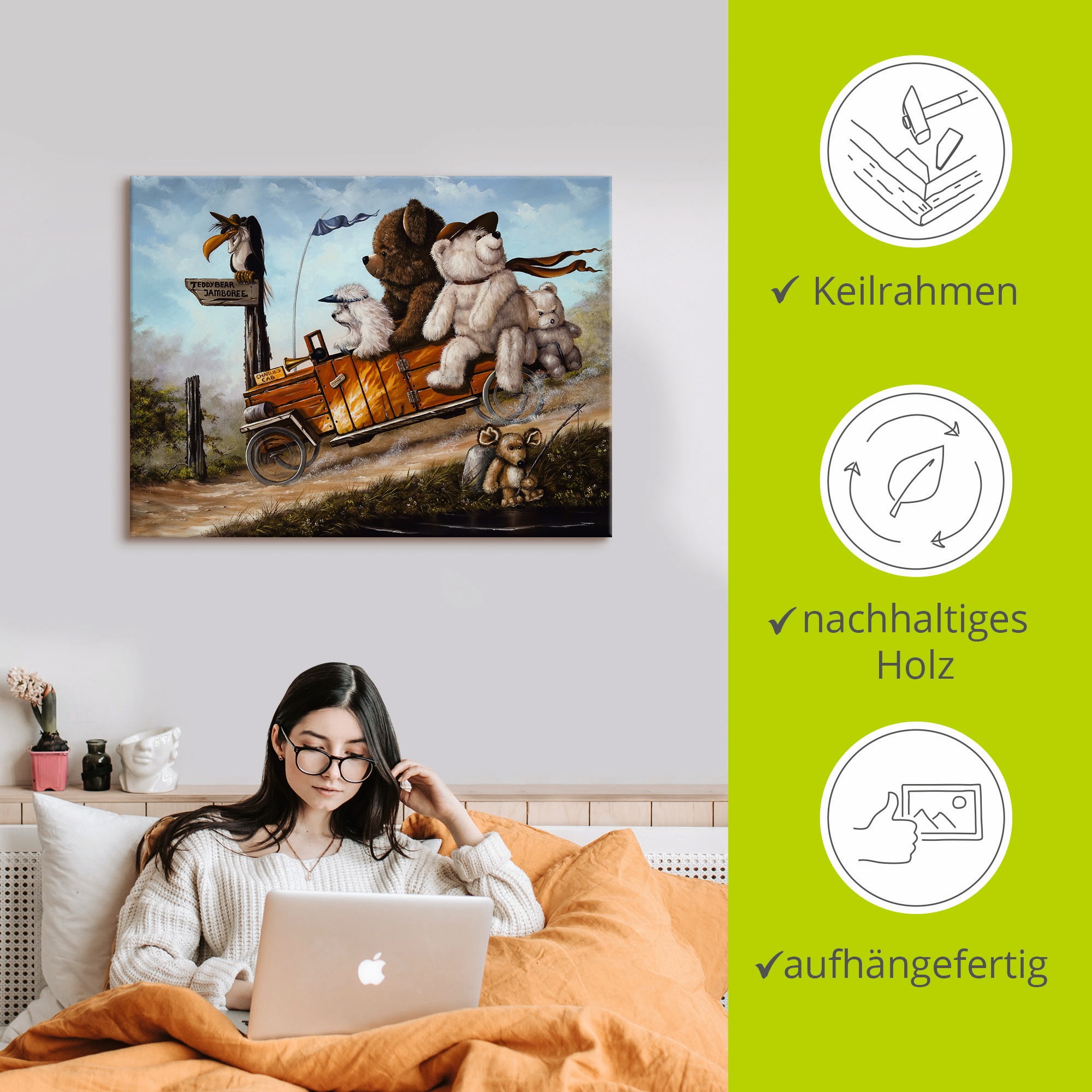 Artland Wandbild »Reisendes Kinderspielzeug«, Spielzeuge, (1 St.), als Leinwandbild, Poster in verschied. Grössen