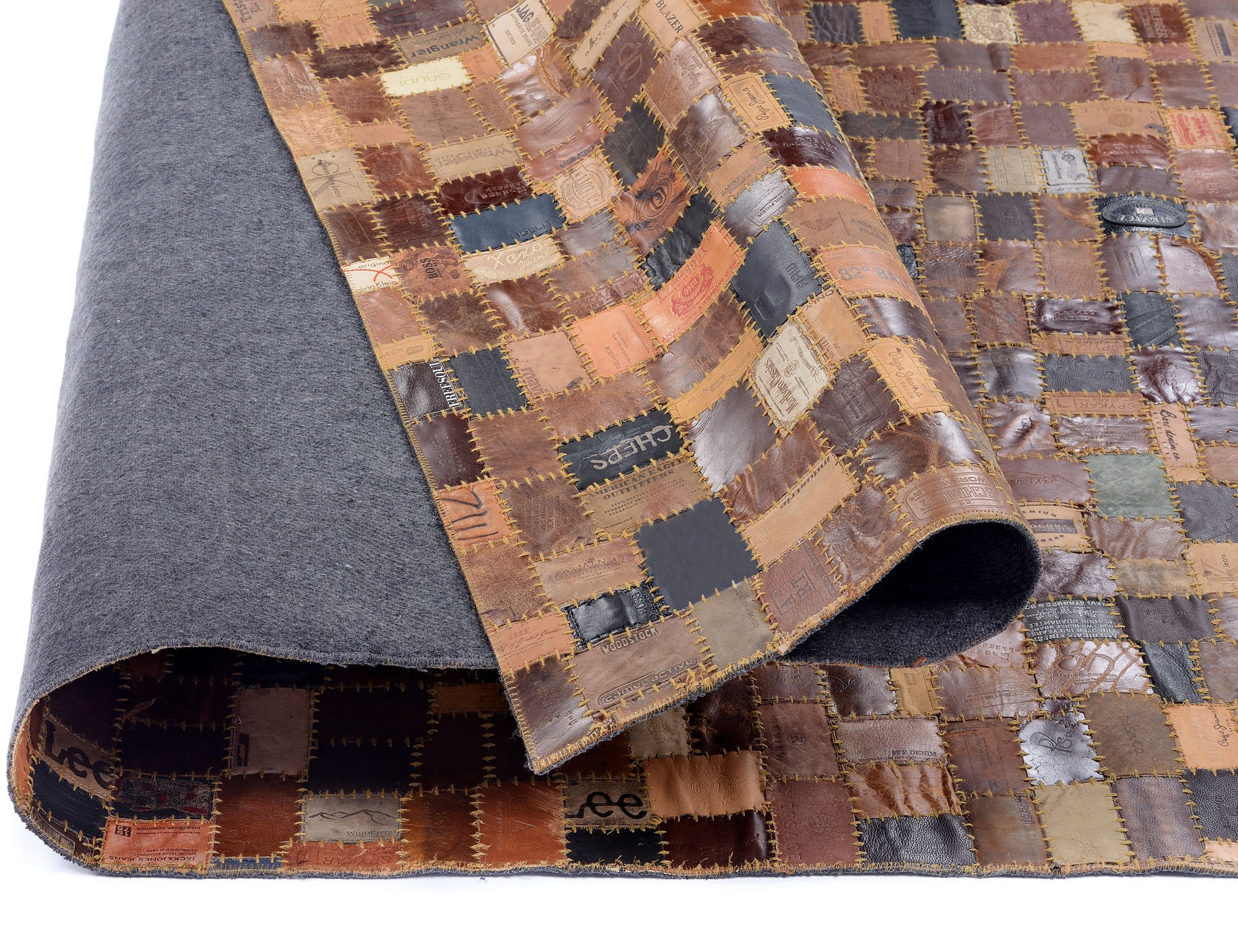 OCI DIE TEPPICHMARKE Lederteppich »Labelstar«, rechteckig, echtes Leder im Patchwork Design, Wohnzimmer