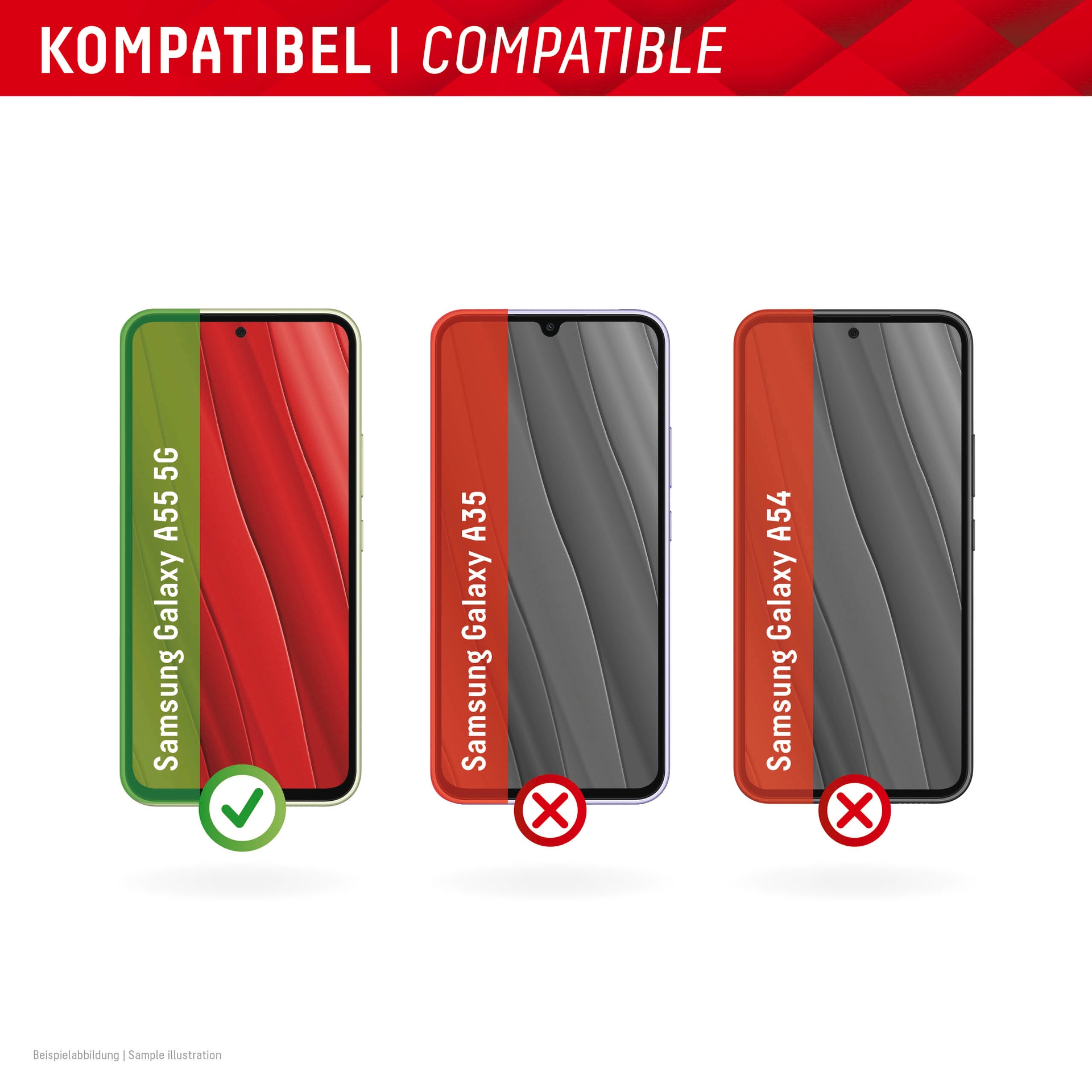Displex Displayschutzglas »Real Glass + Case«, für Samsung Galaxy A55 5G, (1 St.), Bildschirmschutz, Displayschutzfolie,Einfach anbringen,kratz-&stossfest
