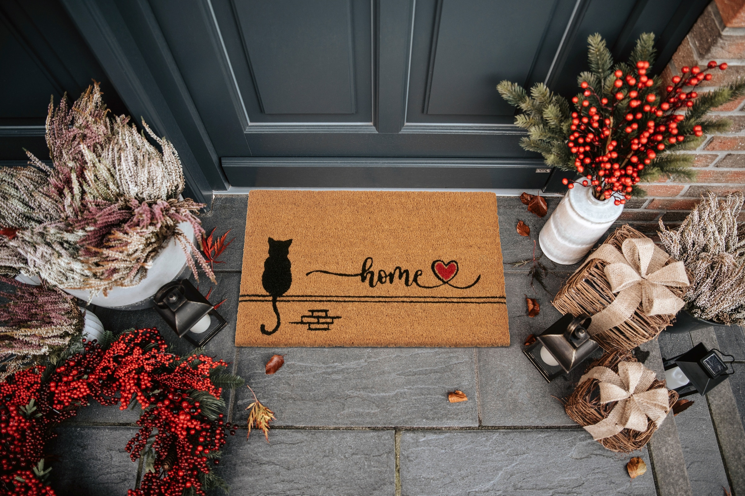 HANSE Home Fussmatte »Kokos Cat Home, Türmatte«, rechteckig, 15 mm Höhe, Schmutzfangmatte, Rutschfest, Outdoor, Innen, Aussen, Kokosmatte, Flur