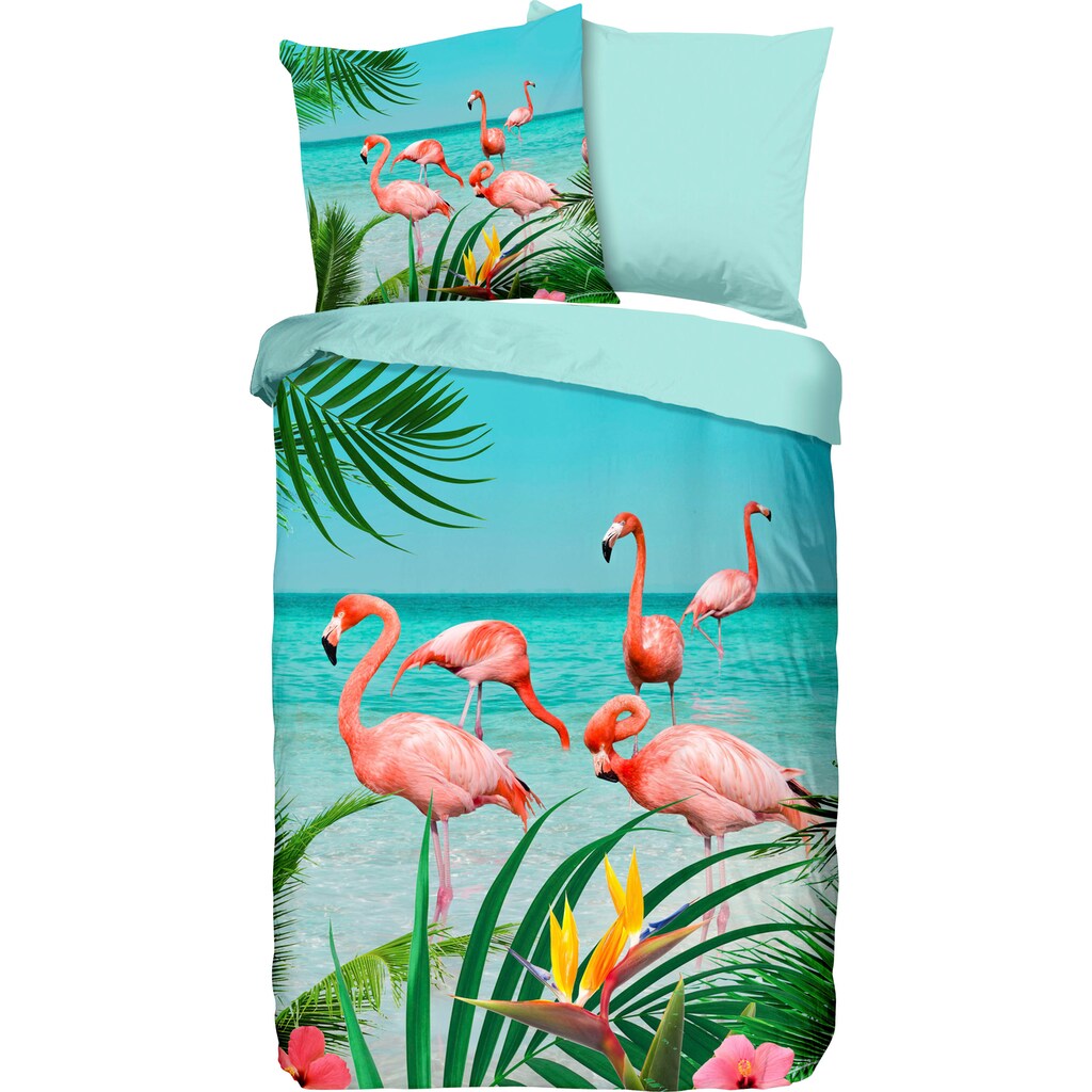 PURE luxury collection Wendebettwäsche »Flamingo«, (2 tlg.)