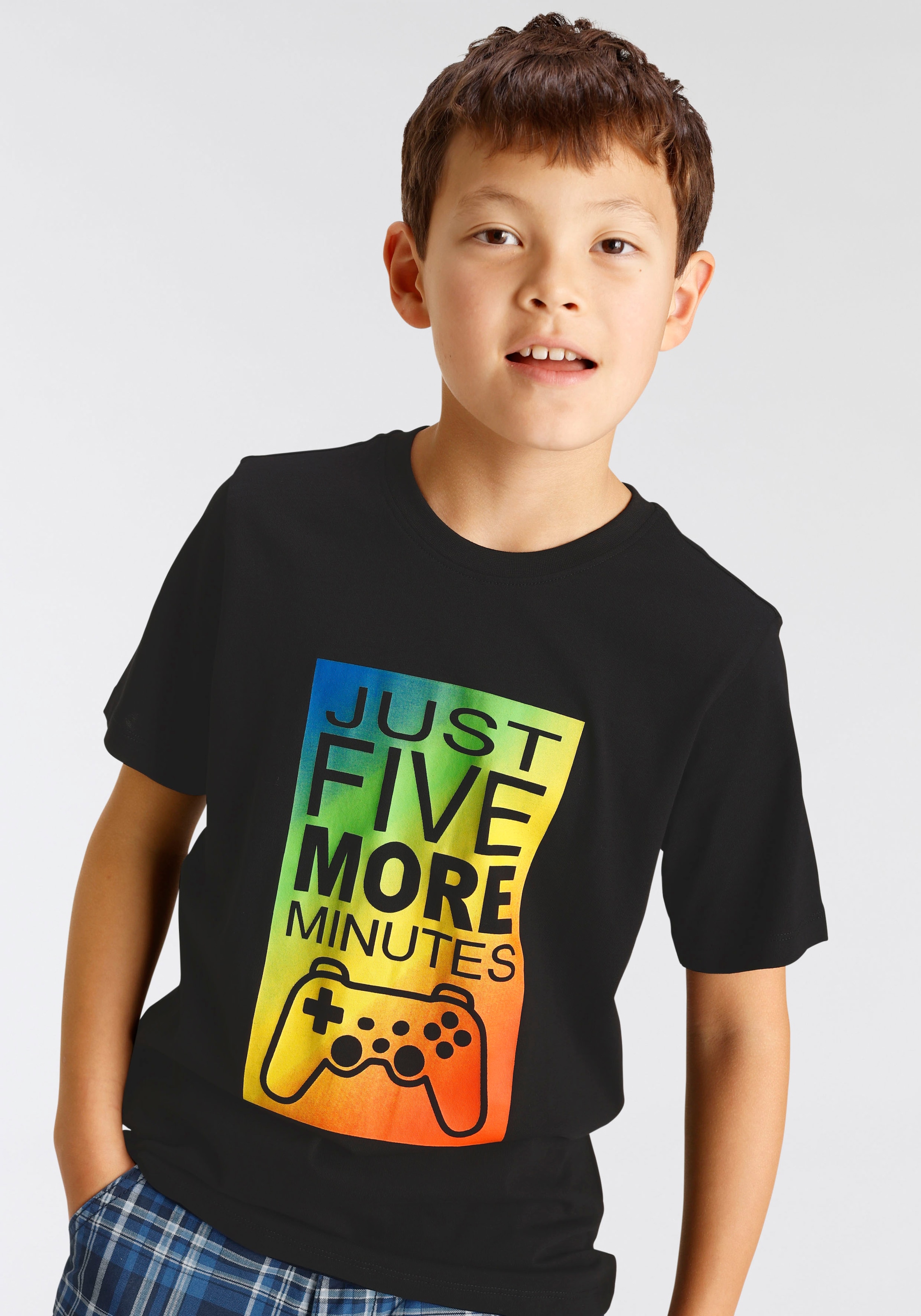 ✵ KIDSWORLD T-Shirt »JUST 5 Jelmoli-Versand | MINUTES«, kaufen Spruch Gamer MORE online