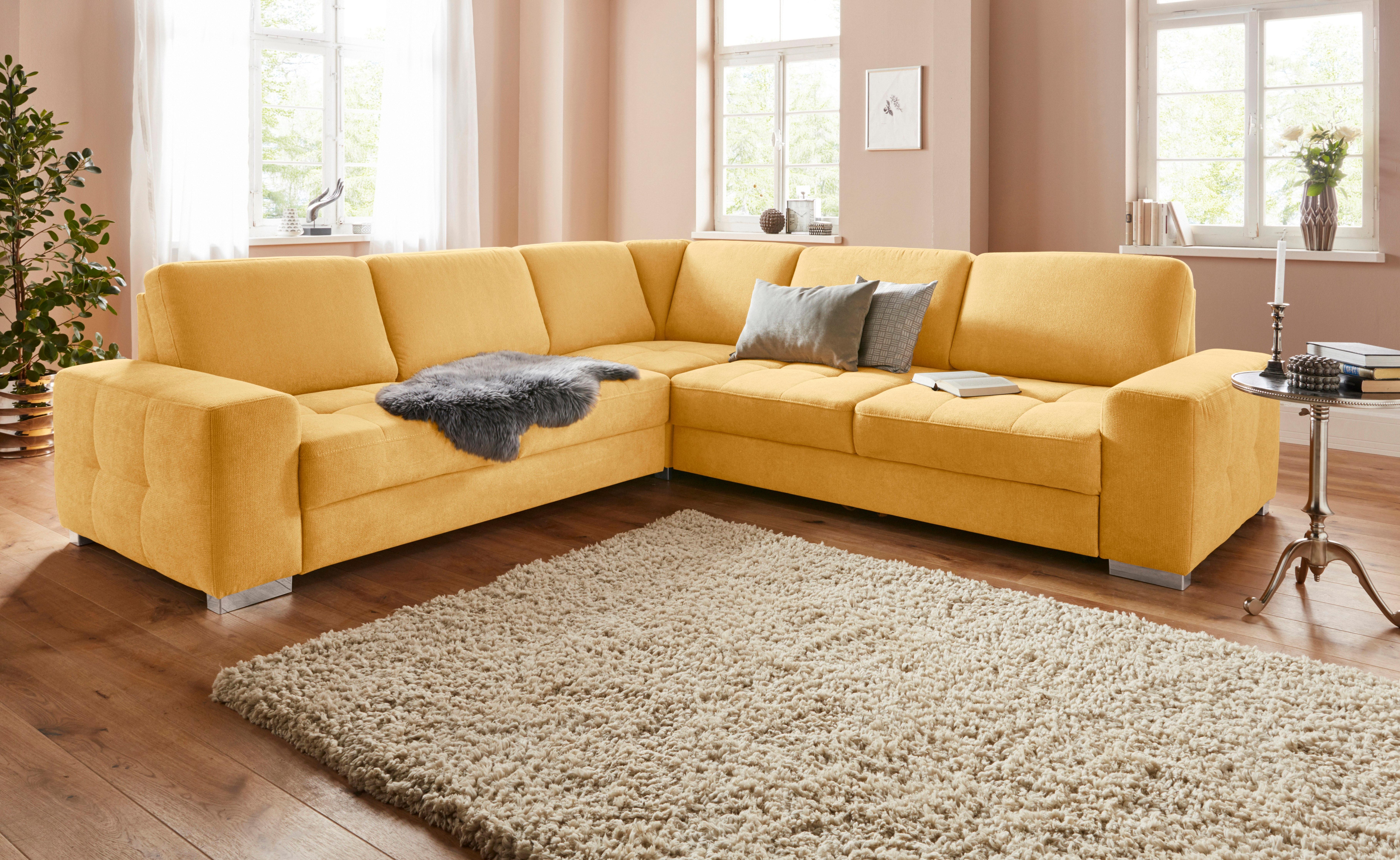 sit&more Ecksofa "Santorini L-Form" mit Federkern und Sitztiefenverstellung, wahlweise mit Bettfunktion