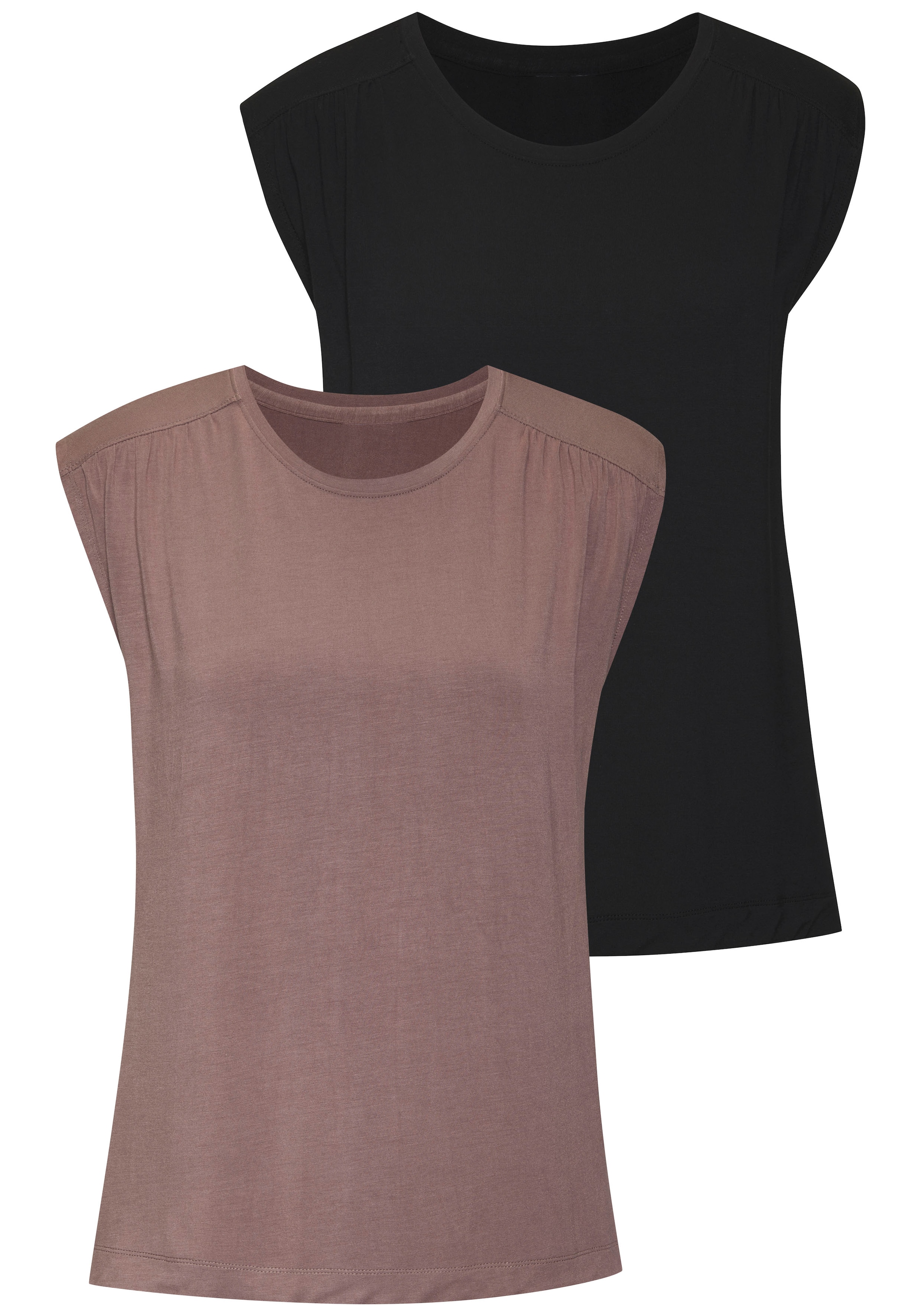 LASCANA Shirttop »mit Schulterraffung« aus weichem Viskose-Stretch