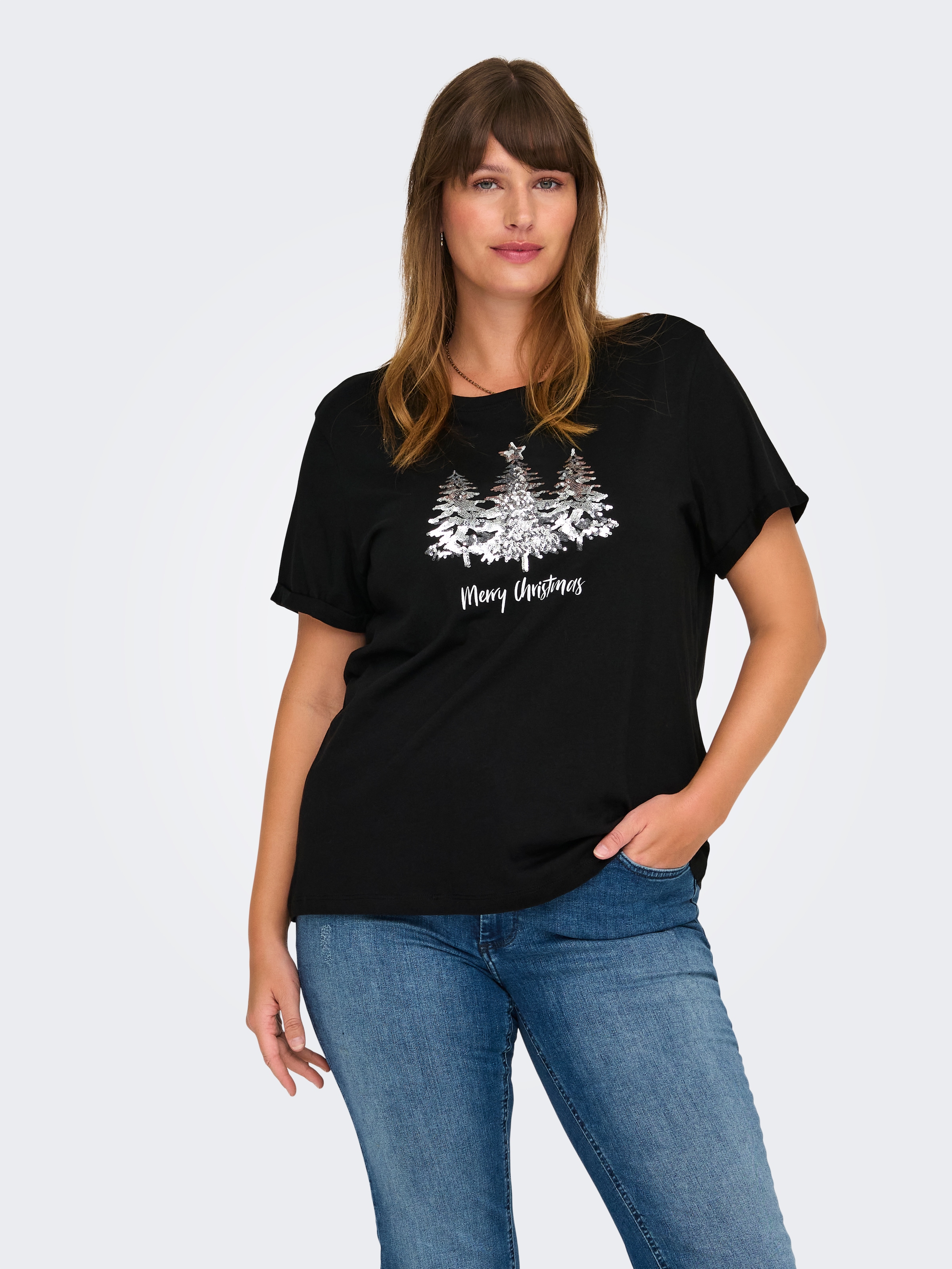 ONLY CARMAKOMA Kurzarmshirt »CARKITI LIFE STAR S/S O-NECK TEE X-MAS«