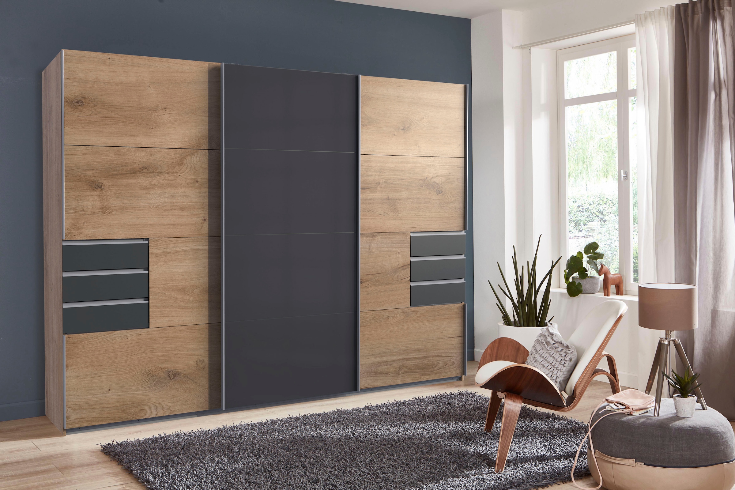 Wimex Schwebetürenschrank »Saigon Kleiderschrank«, mit Glaselementen, 3 Türen, 270cm breit