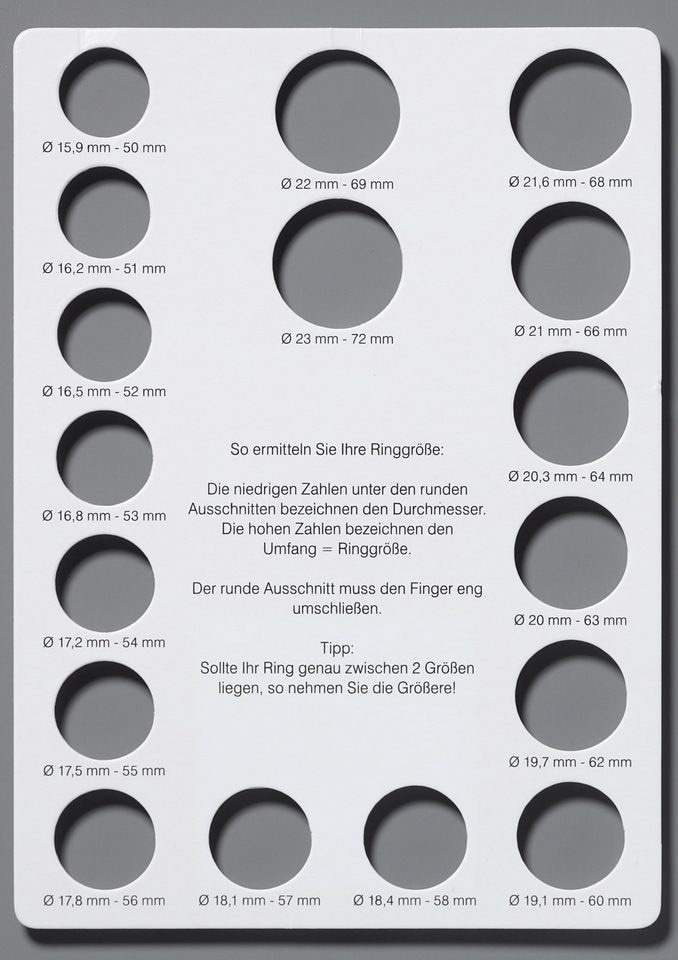 Ringschablone »Ringe / Ringmass - Das Ringmass zur Ermittlung Ihrer Ringgrösse!«, (1...