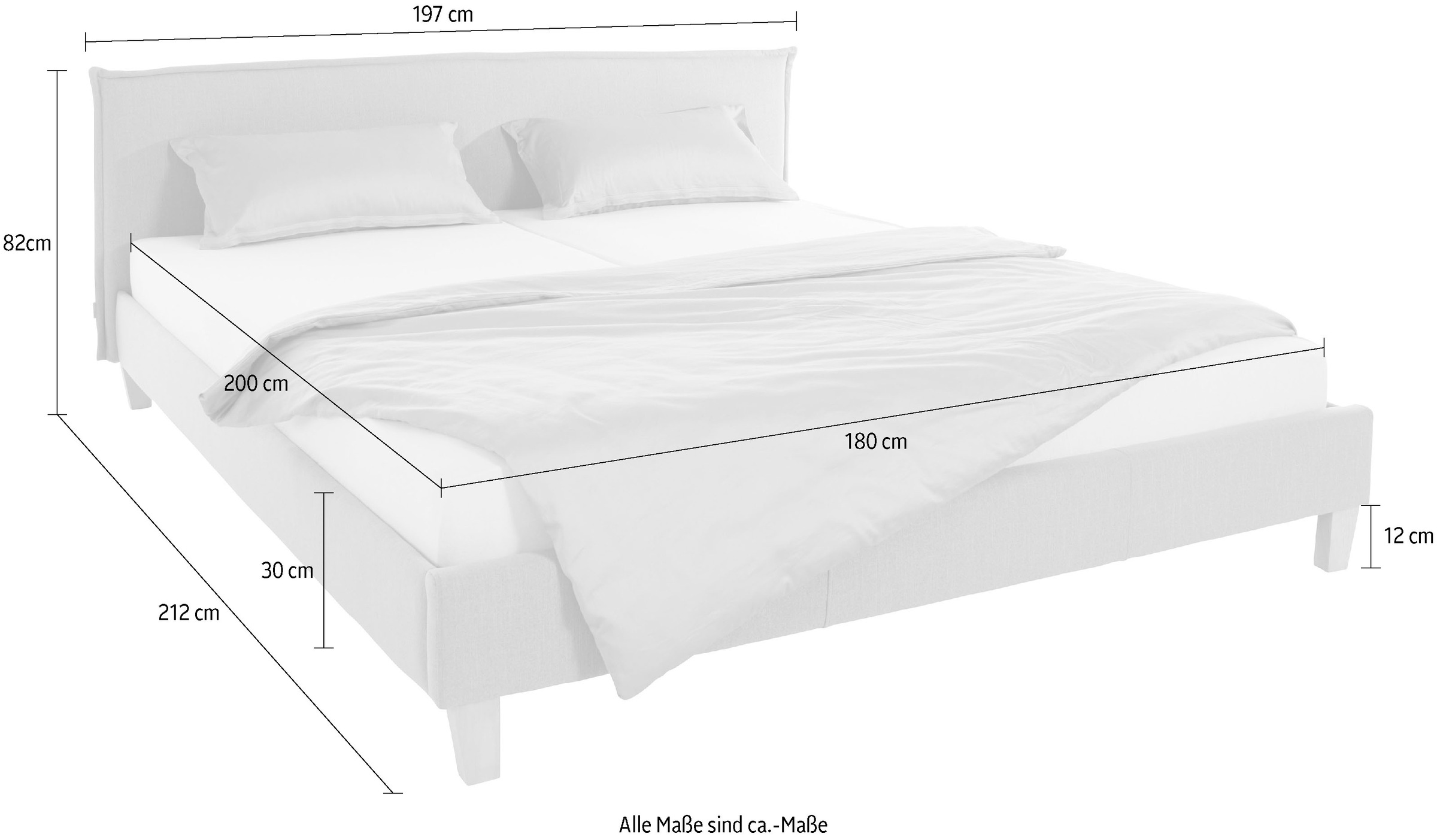 GOODproduct Polsterbett »Heddi«, in 5 Breiten: von 90cm-200cm, Biese am Kopfteil, Strukturstoff