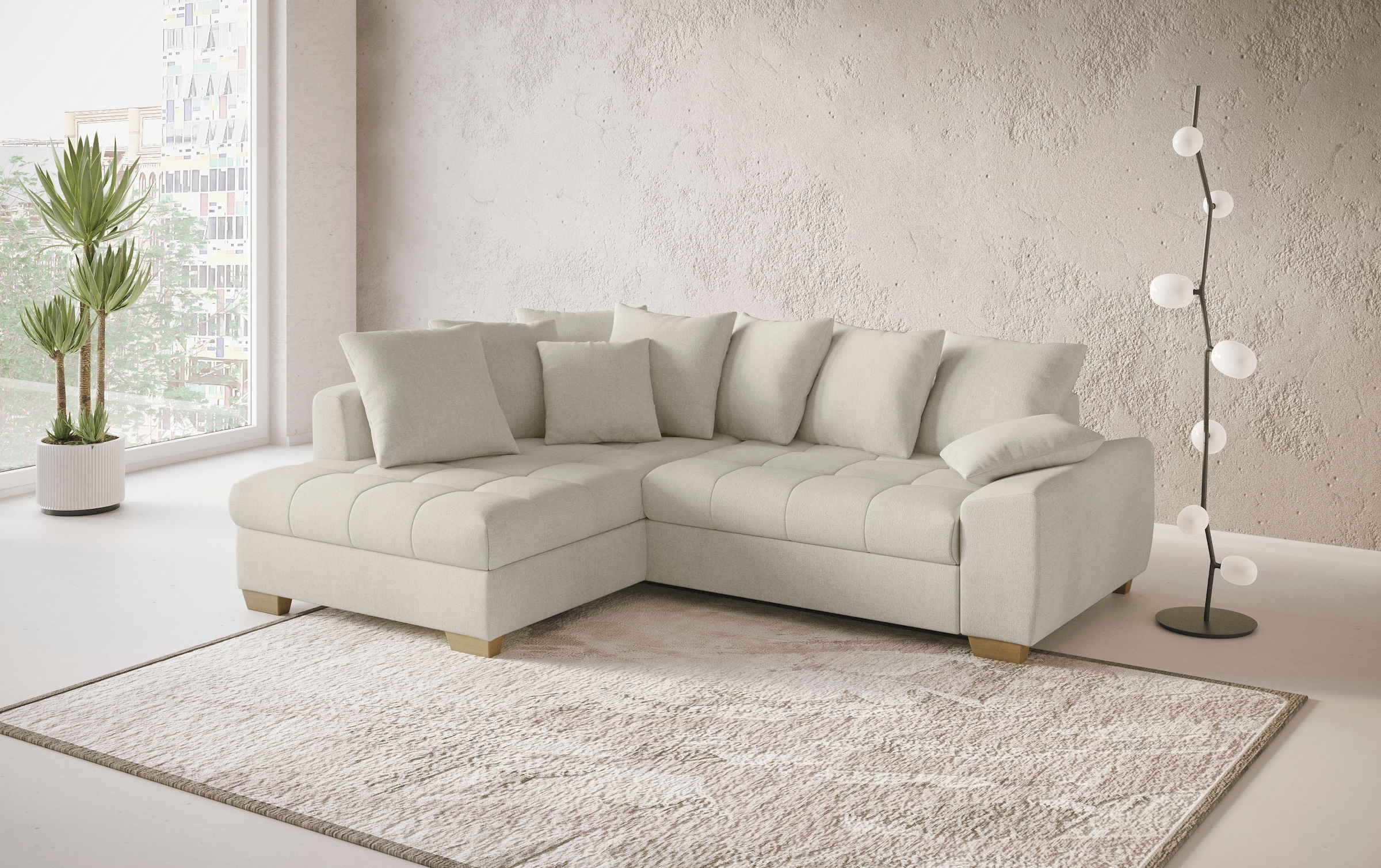 Mr. Couch Ecksofa »Nikita II, L-Form«, Wahlweise mit Bettfunktion, Bettkasten & RGB-LED-Beleuchtung