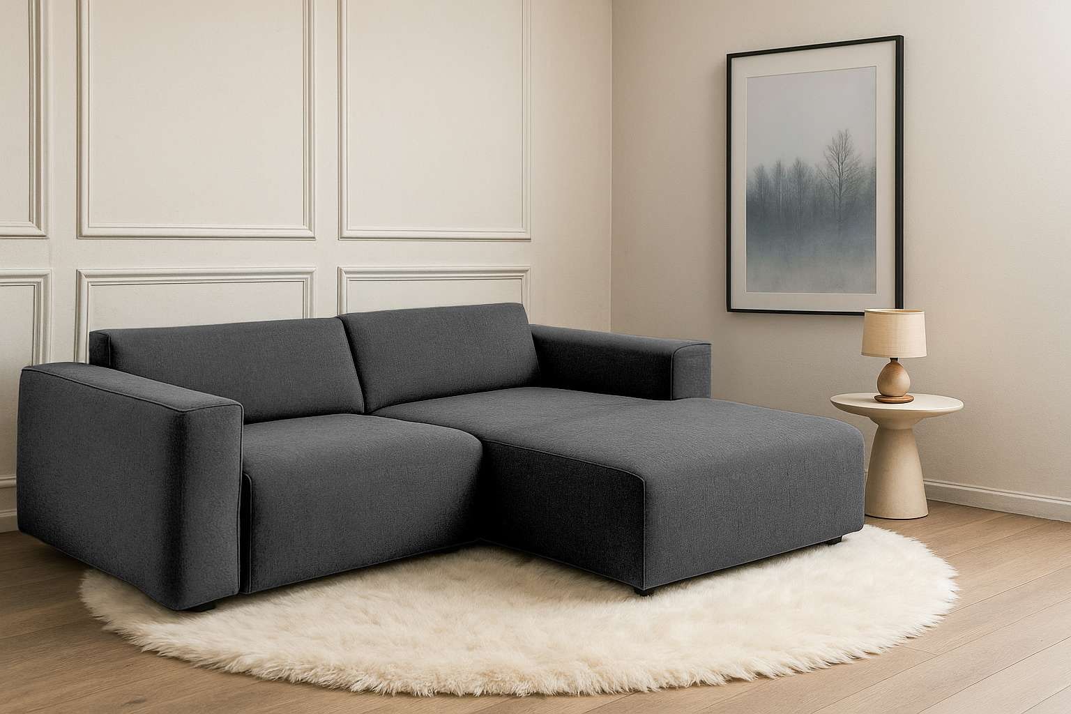 Home affaire Ecksofa "Noord mit Kedernaht, Breite 234 cm, L-Form" Cord, Struktur, Webstoff, mit Wellenunterfederung, Massivholzrahmen