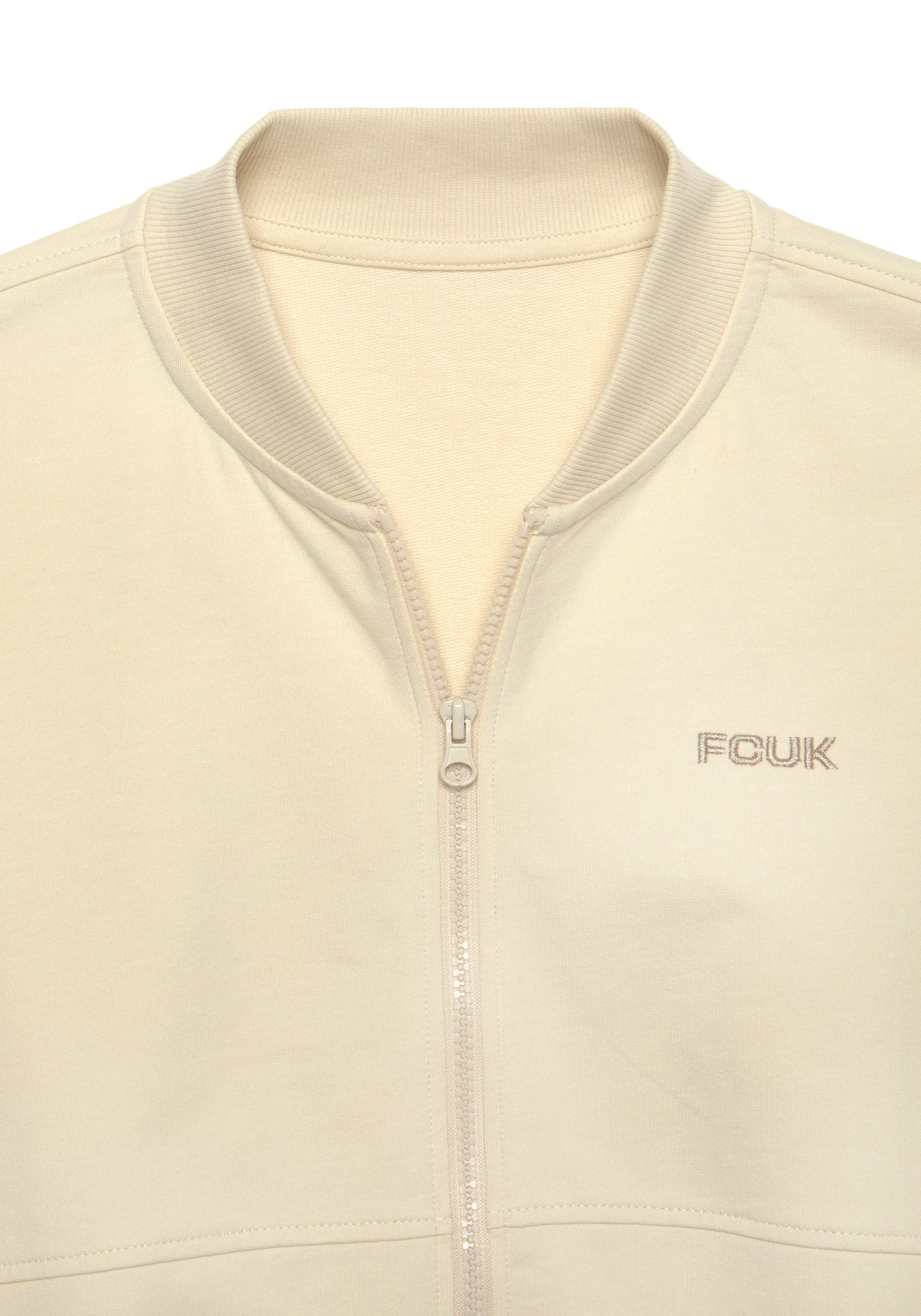 FCUK Sweatjacke, mit Kragen und durchgehenden Reissverschluss
