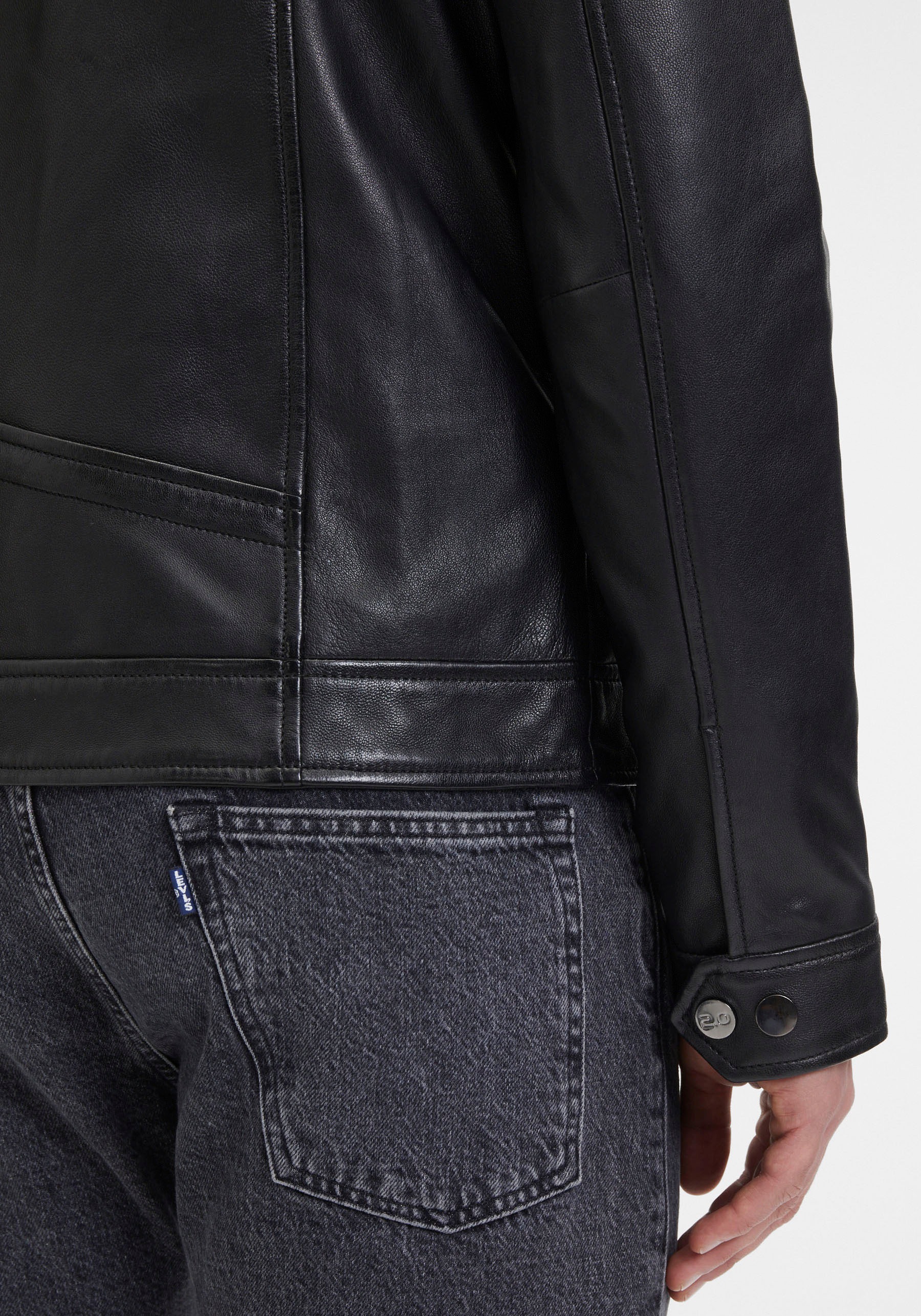 Mauritius Lederjacke »G2MOccer SF«, mit Reissvershcluss, Ziernähte, Stehkragen