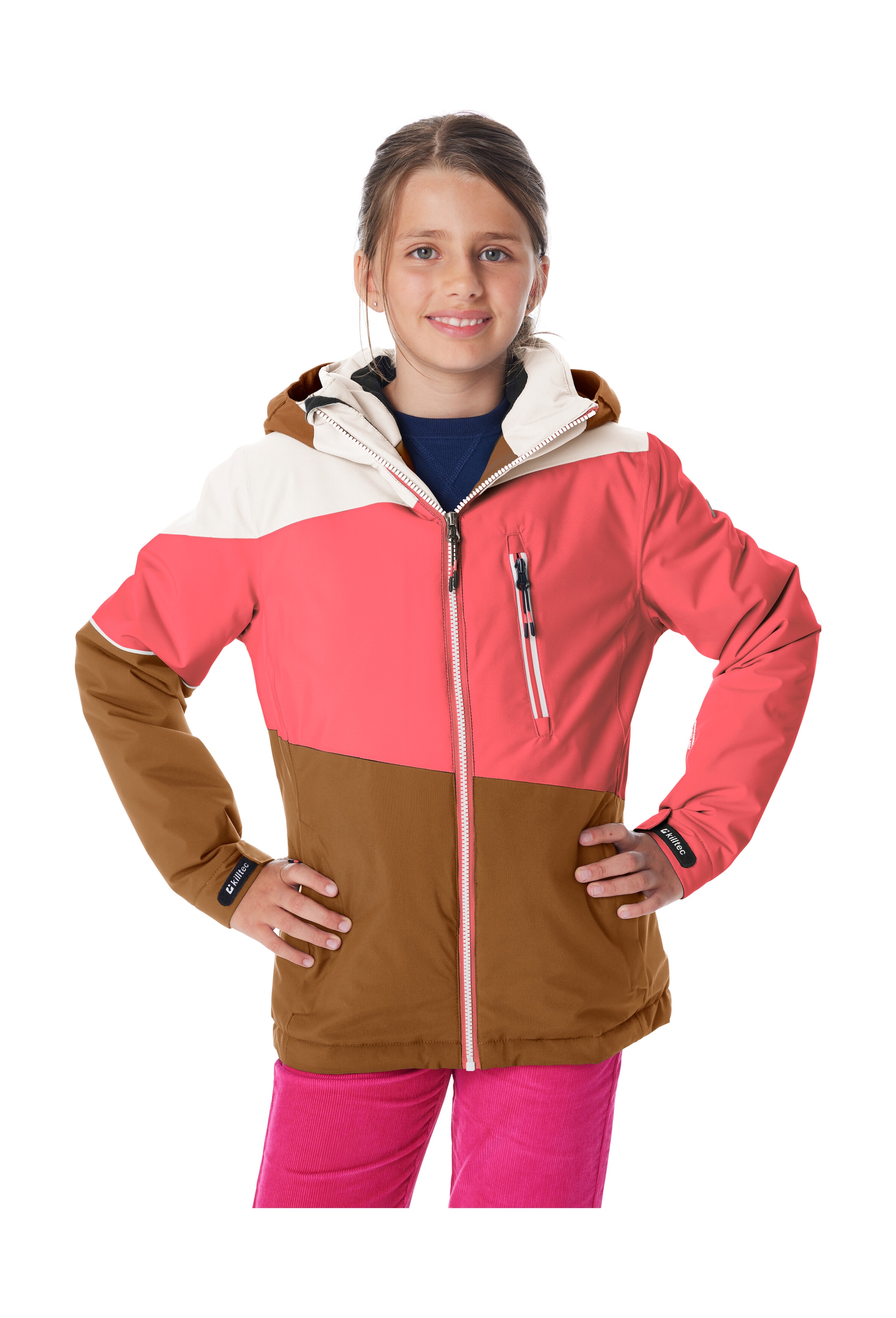 Killtec Skijacke "KSW 331 GRLS SKI JCKT" Atmungsaktive, wasserdichte Jacke mit Fleece-Innenseite, Skipasstasche
