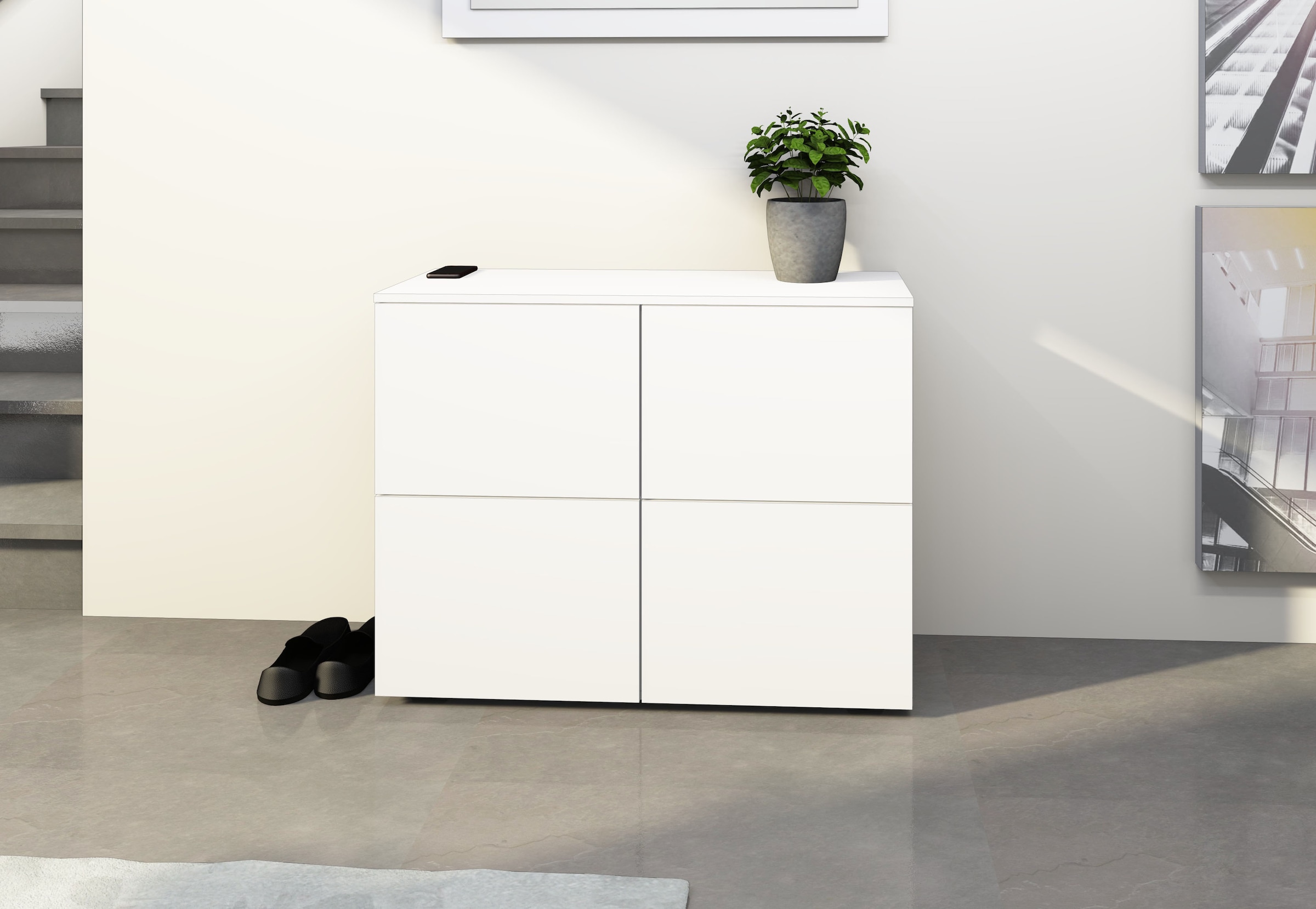 borchardt Möbel Kommode »Rova«, Breite 93 cm, 4-türig, Kommode mit viel Stauraum, weiss-matt