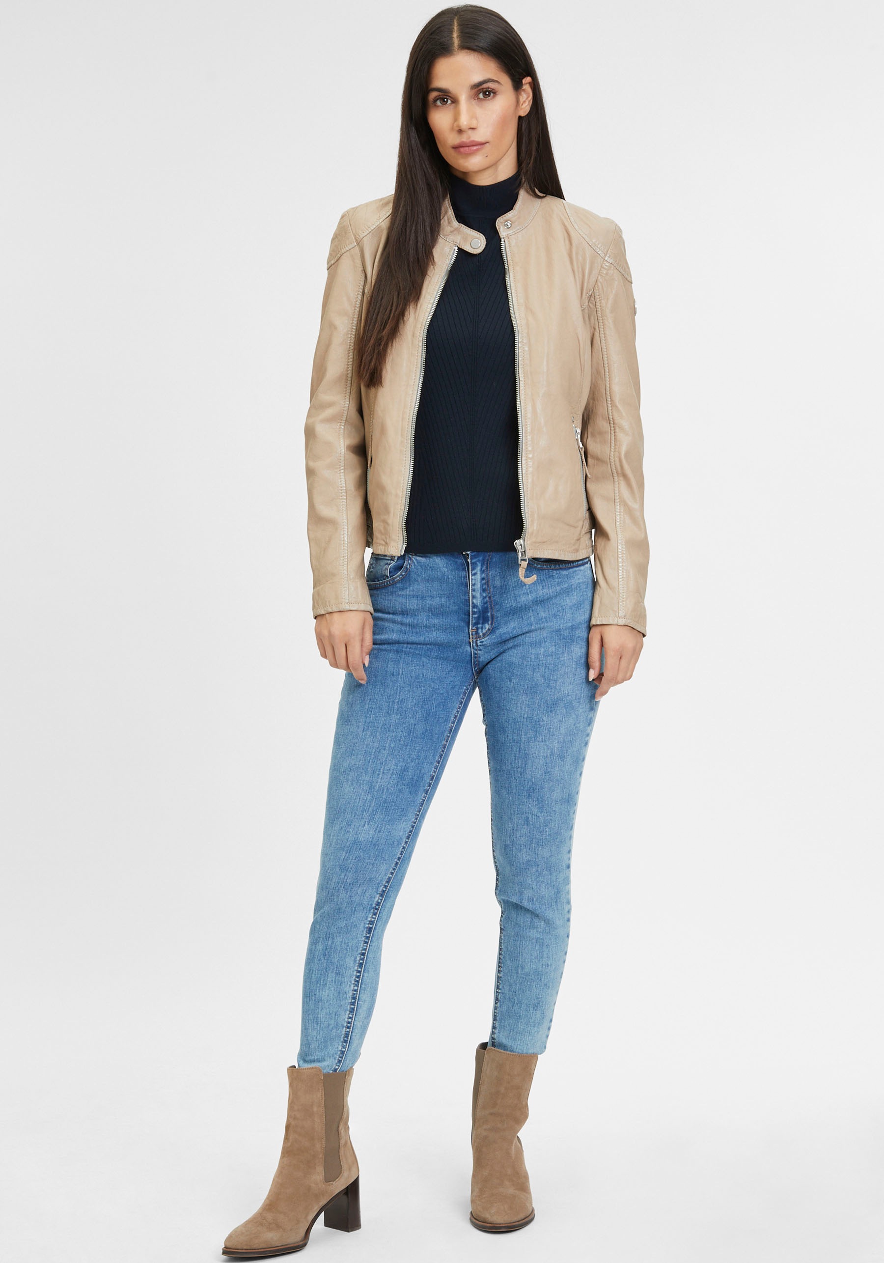 Mauritius Lederjacke »GWFaiza«, mit Patch-Design am Ellenbogen