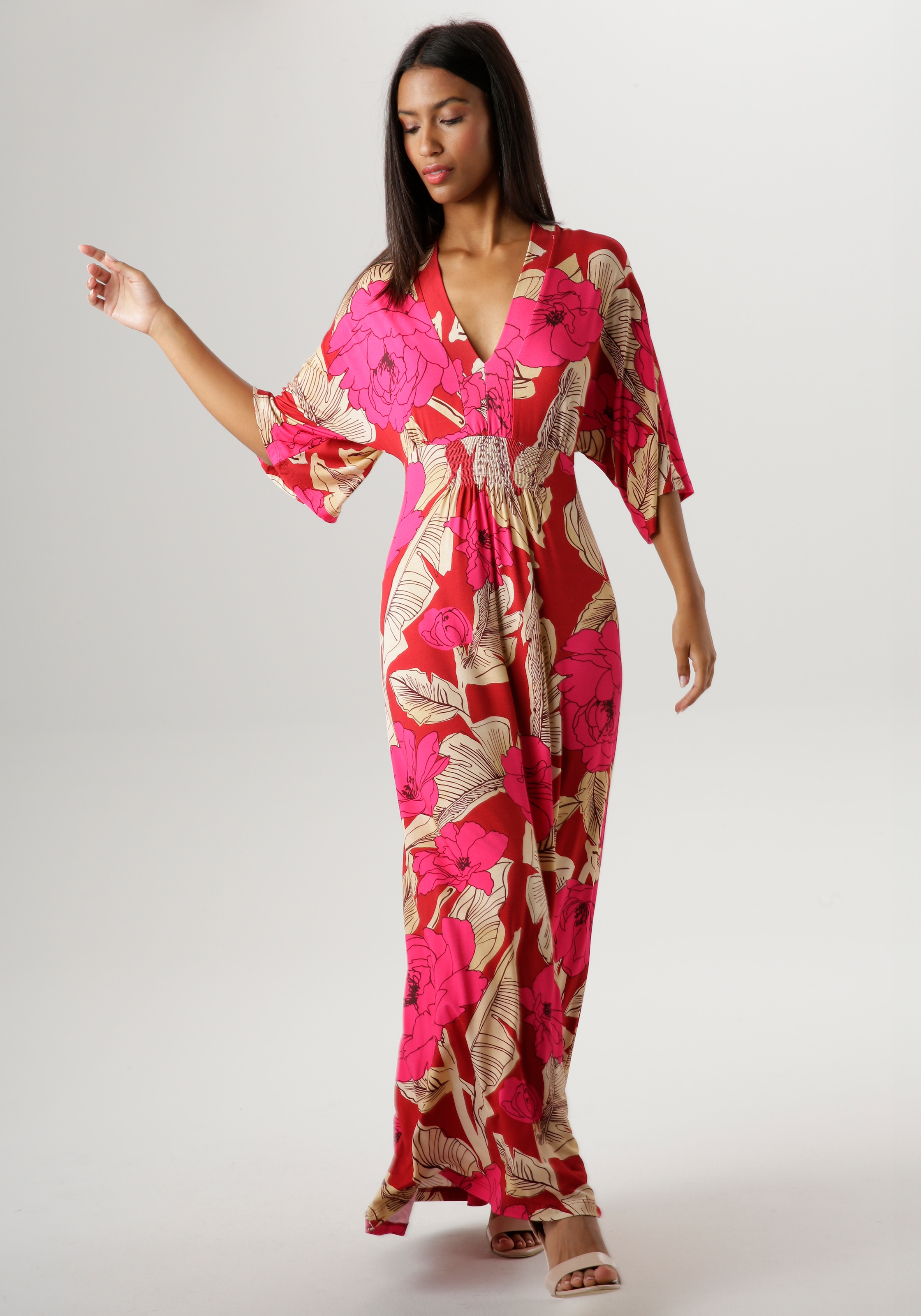 bei Schweiz NEUE shoppen KOLLEKTION online Sommerkleid, Jelmoli-Versand Blüten- mit SELECTED Aniston Blätterdruck grossflächigem - und