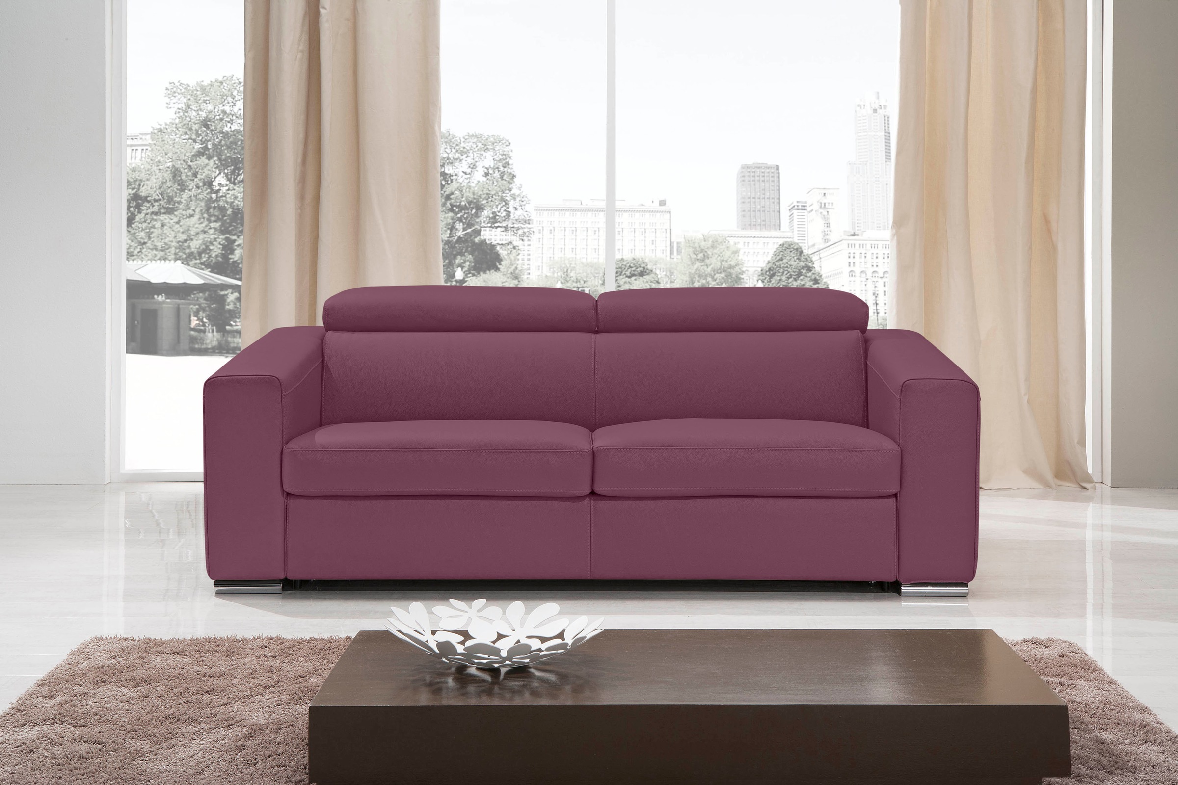 Egoitaliano Schlafsofa »Cabiria, Design und super Sitz- und Liegekomfort«, Sofa inkl. Schlaffunktion, Kopfteile verstellbar, mit Metallfüssen