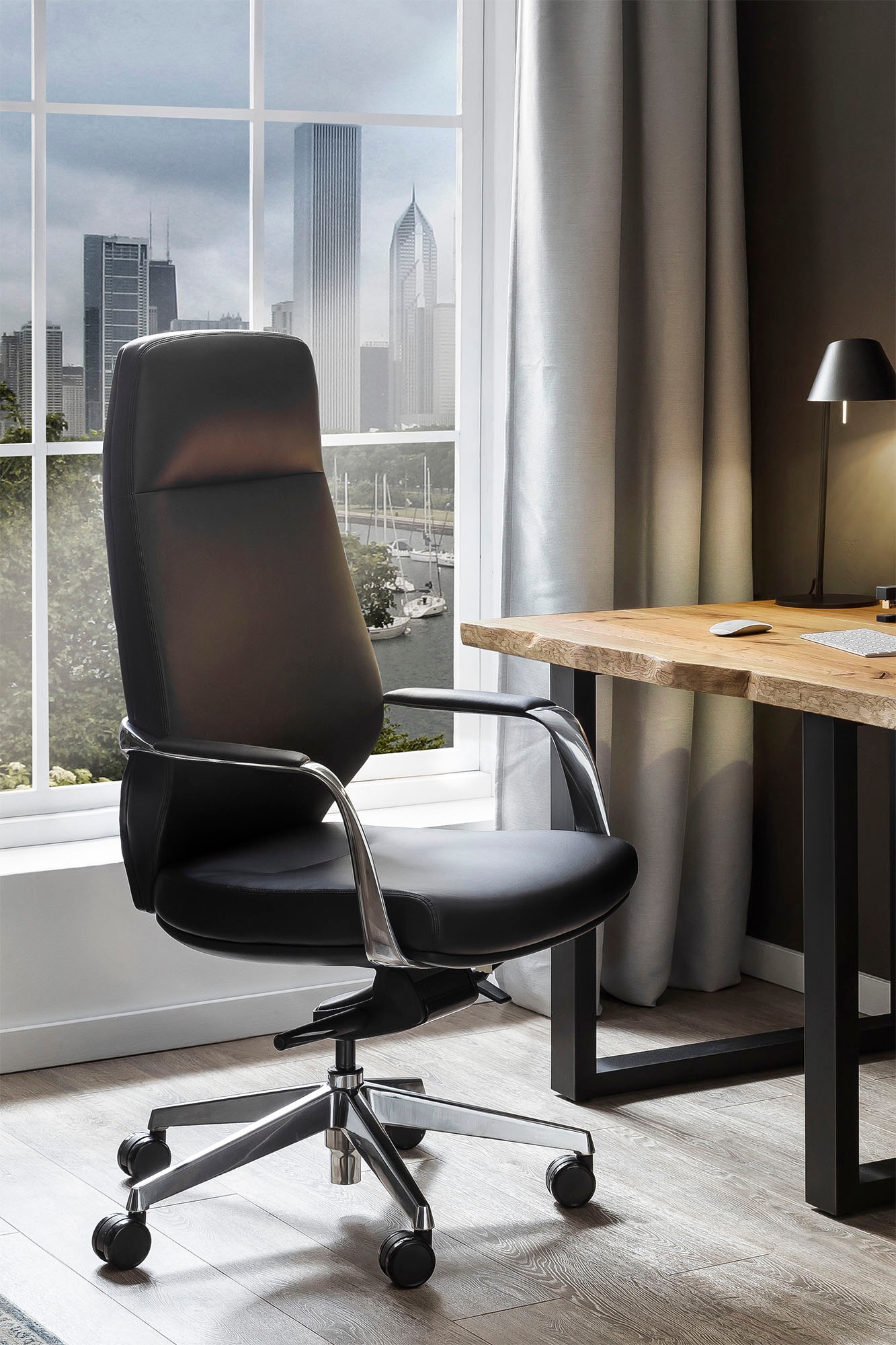 SalesFever Drehstuhl »mit Stil und Komfort«, Kunstleder, Ergonomischer Bürostuhl mit pflegeleichtem Kunstlederbezug