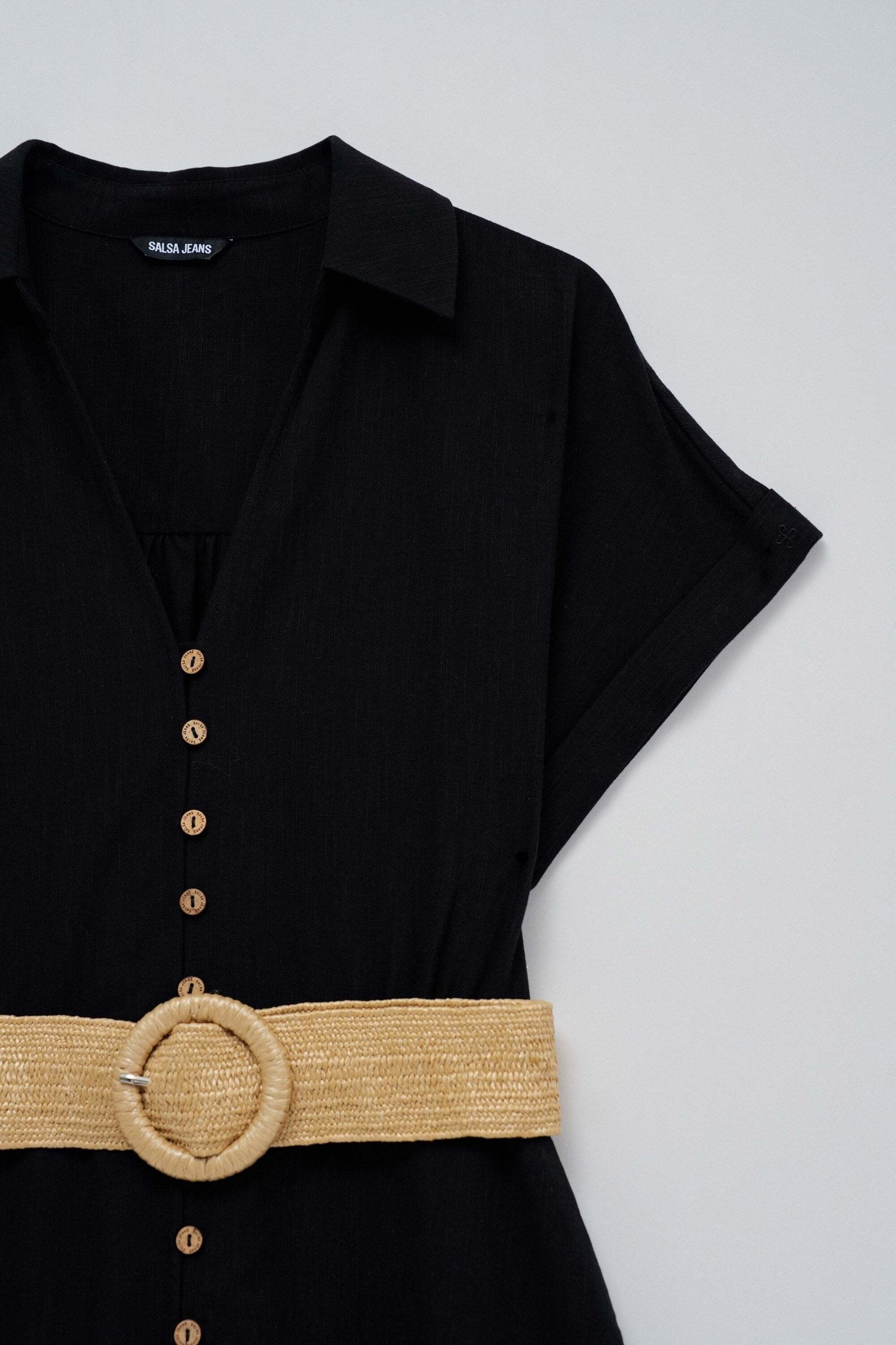 Salsa Midikleid »Salsa Jeans Midikleid Linen Shirt Dress With Front Buttoned Belt«