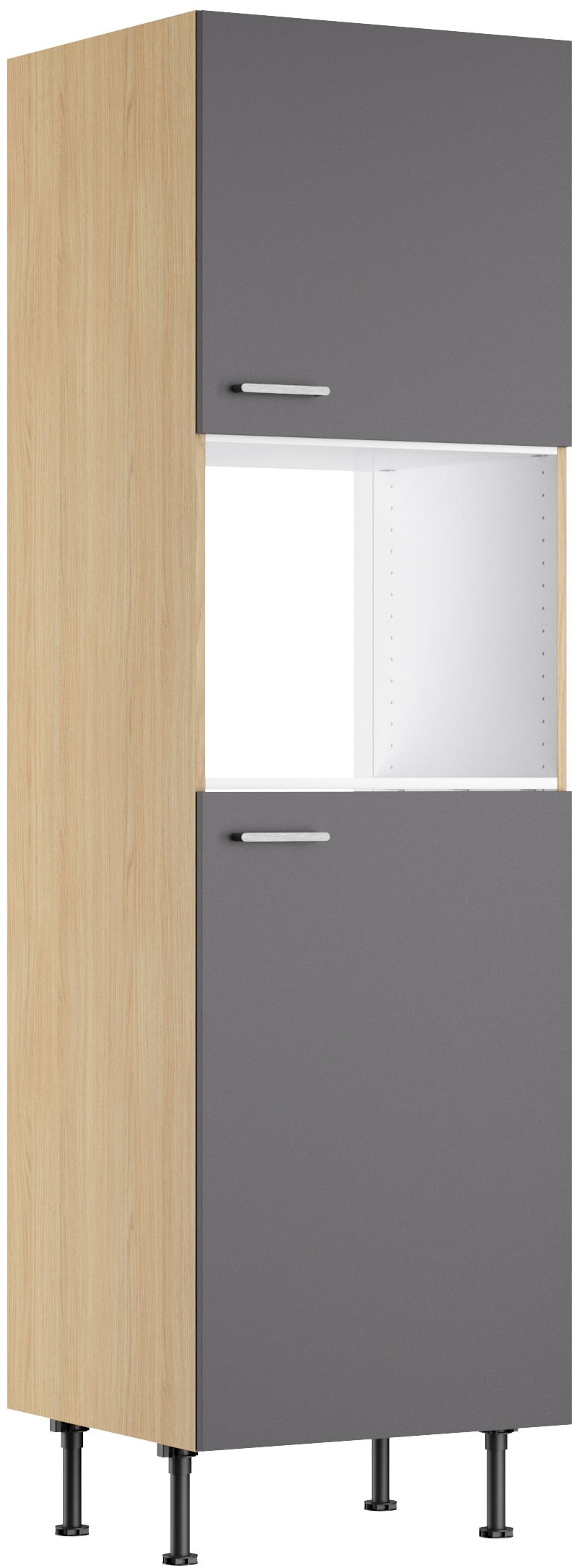 KOCHSTATION Mikrowellenumbauschrank "KS-Lucy" Breite 60 cm, mit 2 Türen, Soft-Close, höhenverstellbare Füsse