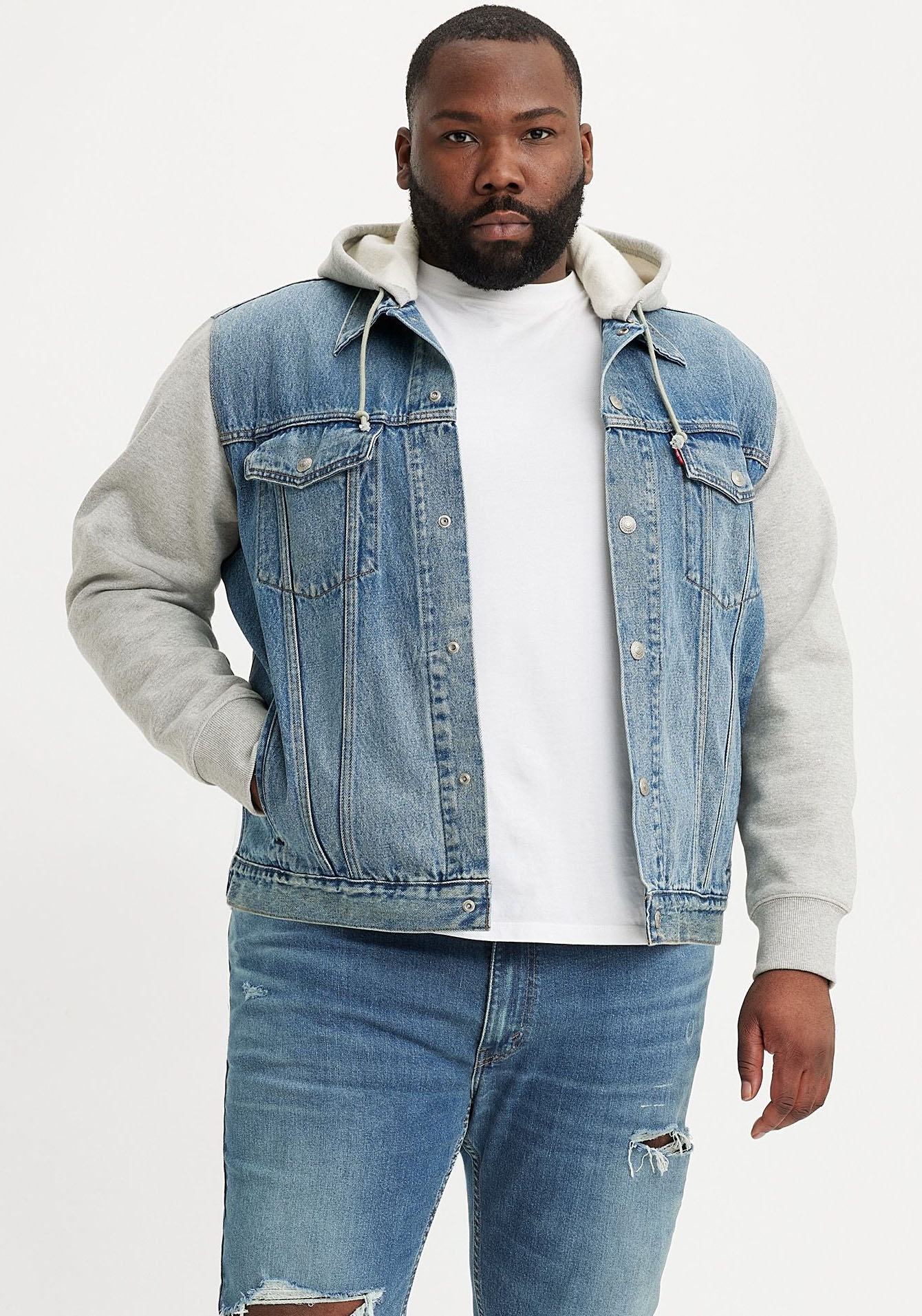 Levi's® Plus Hybridjacke mit Kapuze mit Sweat Kapuze und Ärmeln