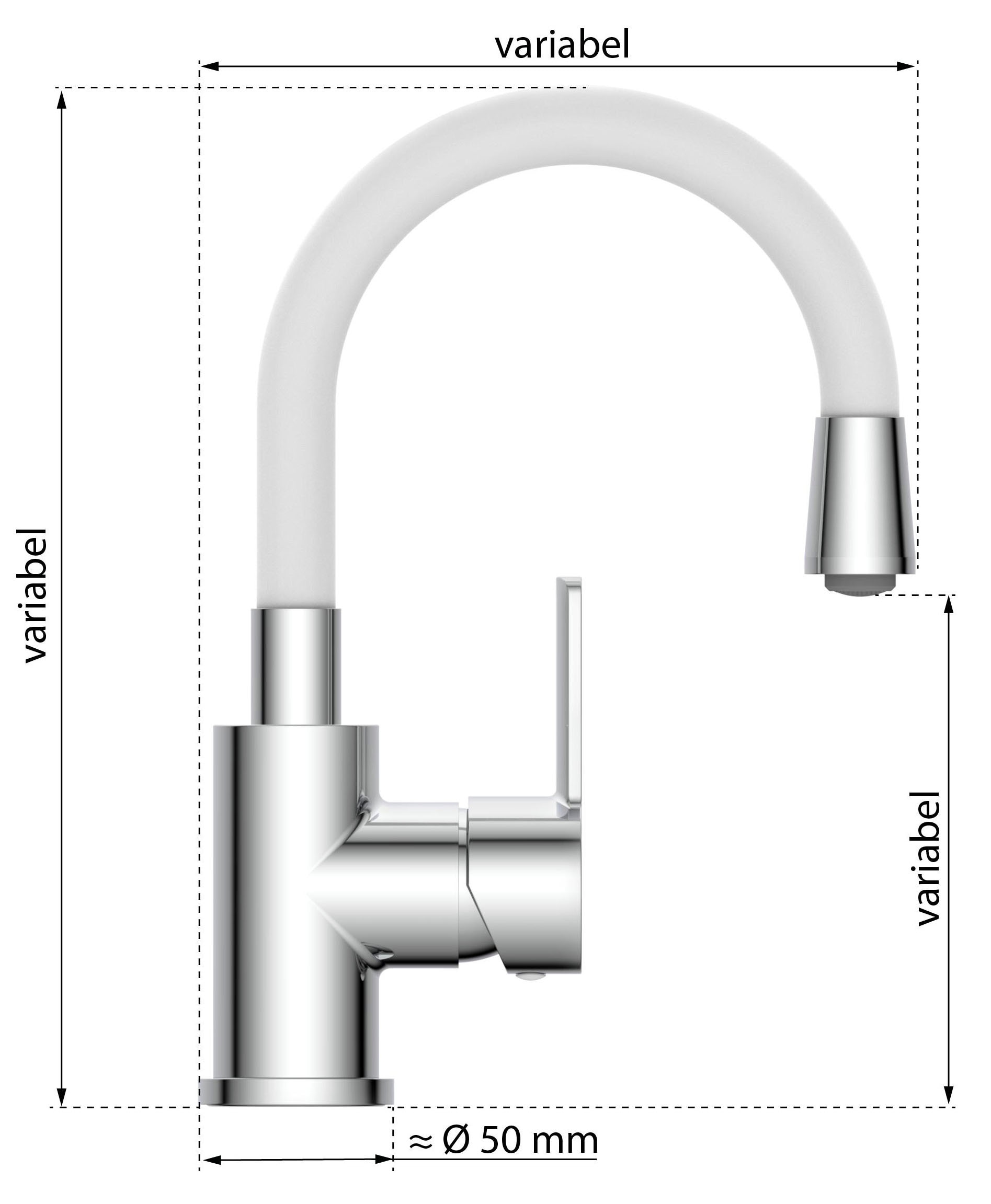 Eisl Waschtischarmatur »Flexo«, energiesparender Wasserhahn, Mischbatterie Waschbecken, in Weiss/Chrom