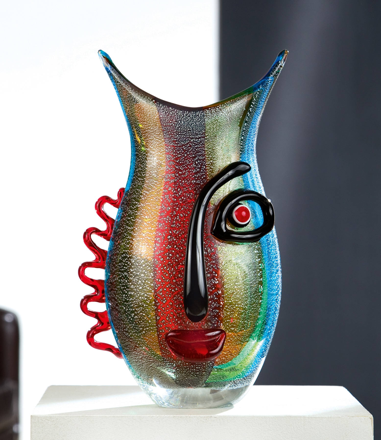 GILDE GLAS art Tischvase »Red Vista«, (1 St.), aus Glas, Höhe ca. 32 cm