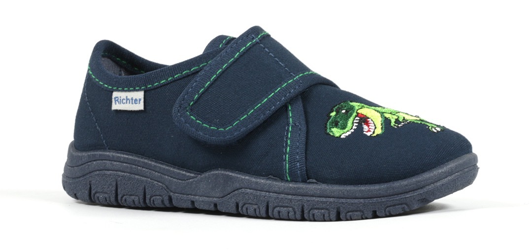 Richter Hausschuh »MAILO« Klettschuh, Kindergarten Schuh mit Dino-Stickerei