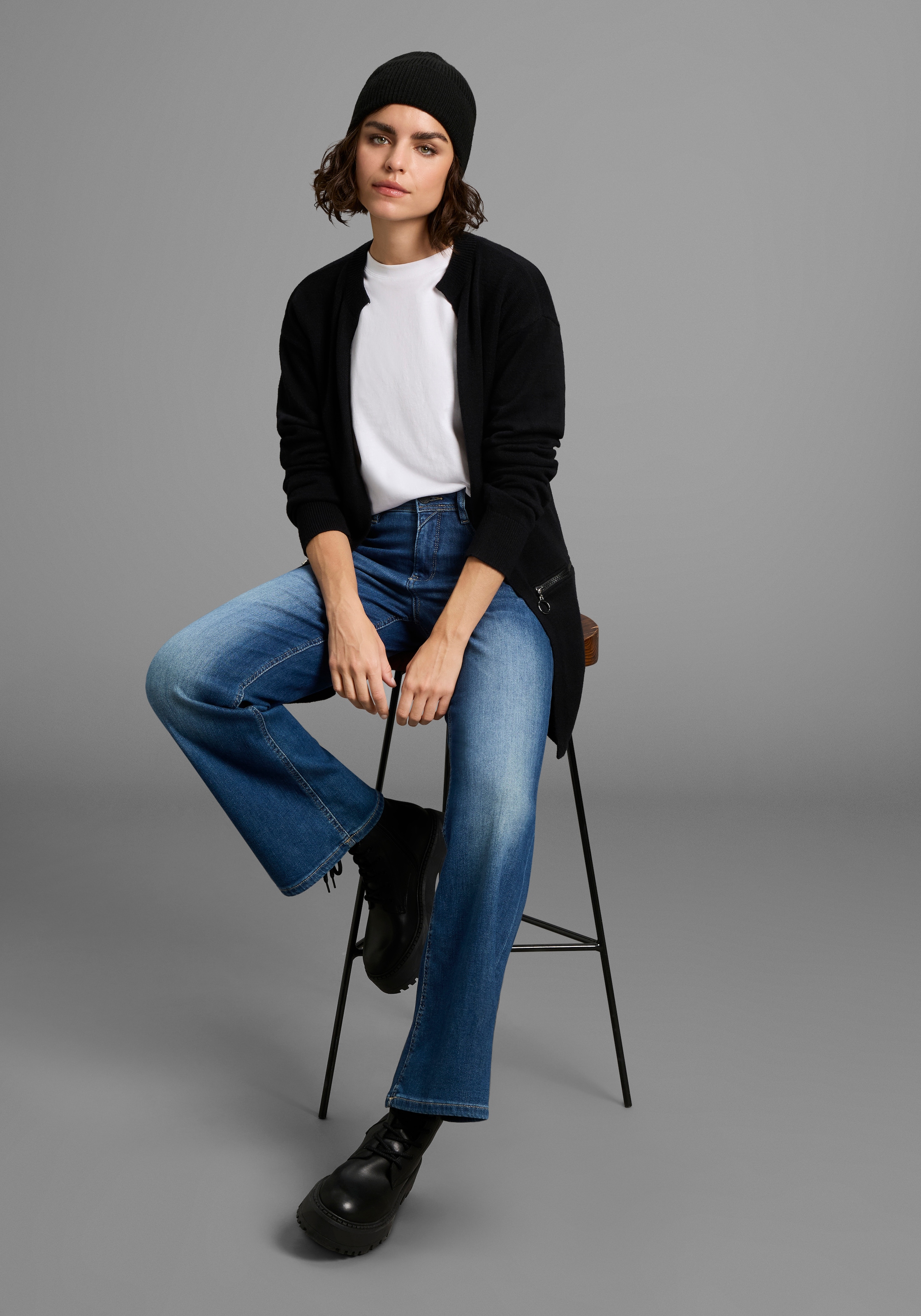 Laura Scott Strickjacke, in lässiger Langform mit Zipperdetails - NEUE KOLLEKTION