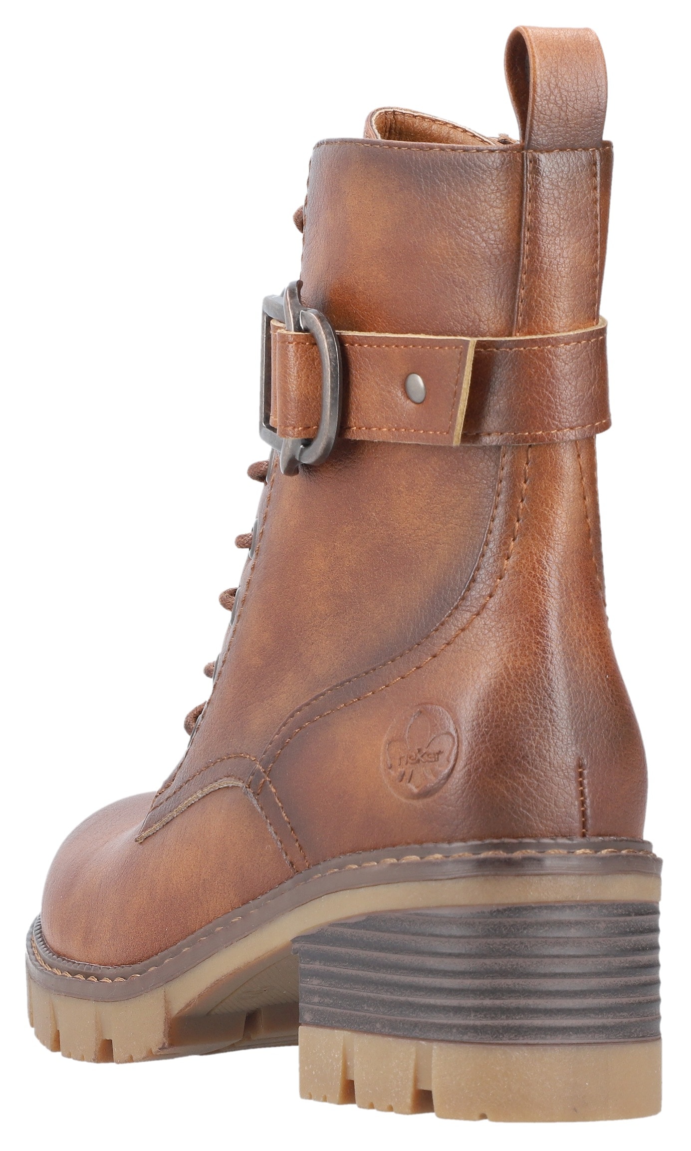 Rieker Schnürstiefelette, Schnürboots, Bikerboots, Blockabsatz, mit verstellbarer Schnalle