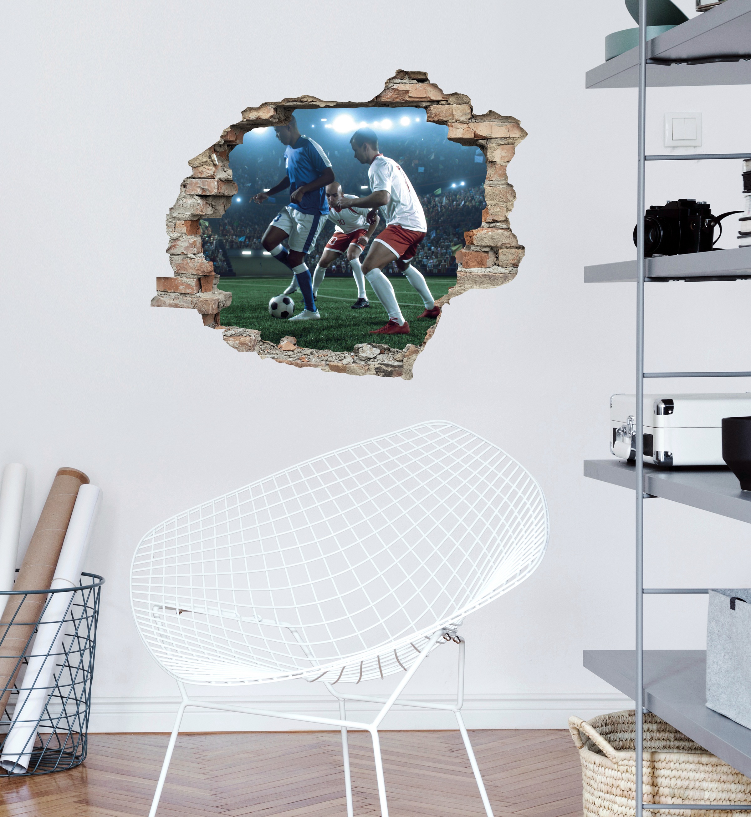 queence Wandtattoo »Fussball«, (1 St.), Wandsticker, Wandbild, selbstklebend, 3D, Wanddurchbruch