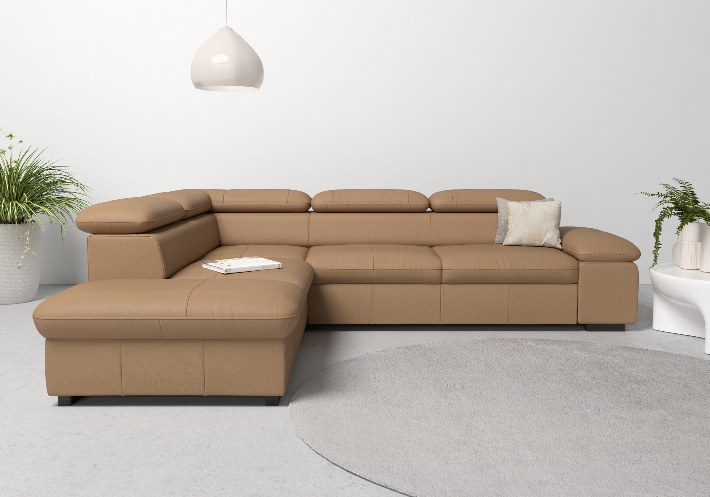 Home affaire Ecksofa »Alberto L-Form«, mit Kopfteilverstellung, wahlweise mit Bettfunktion