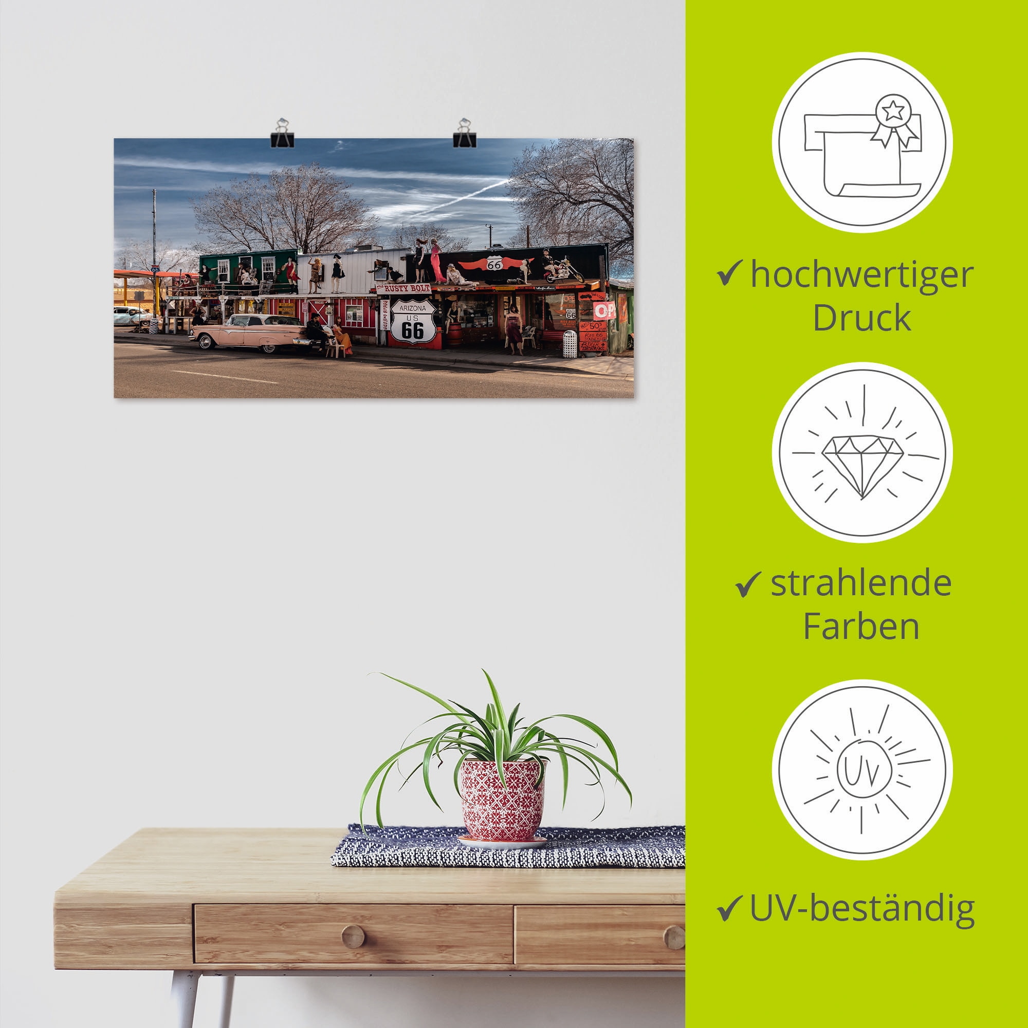Artland Wandbild »Historische Route 66 in Seligman«, Amerika, (1 St.), als Leinwandbild, Poster in verschied. Grössen